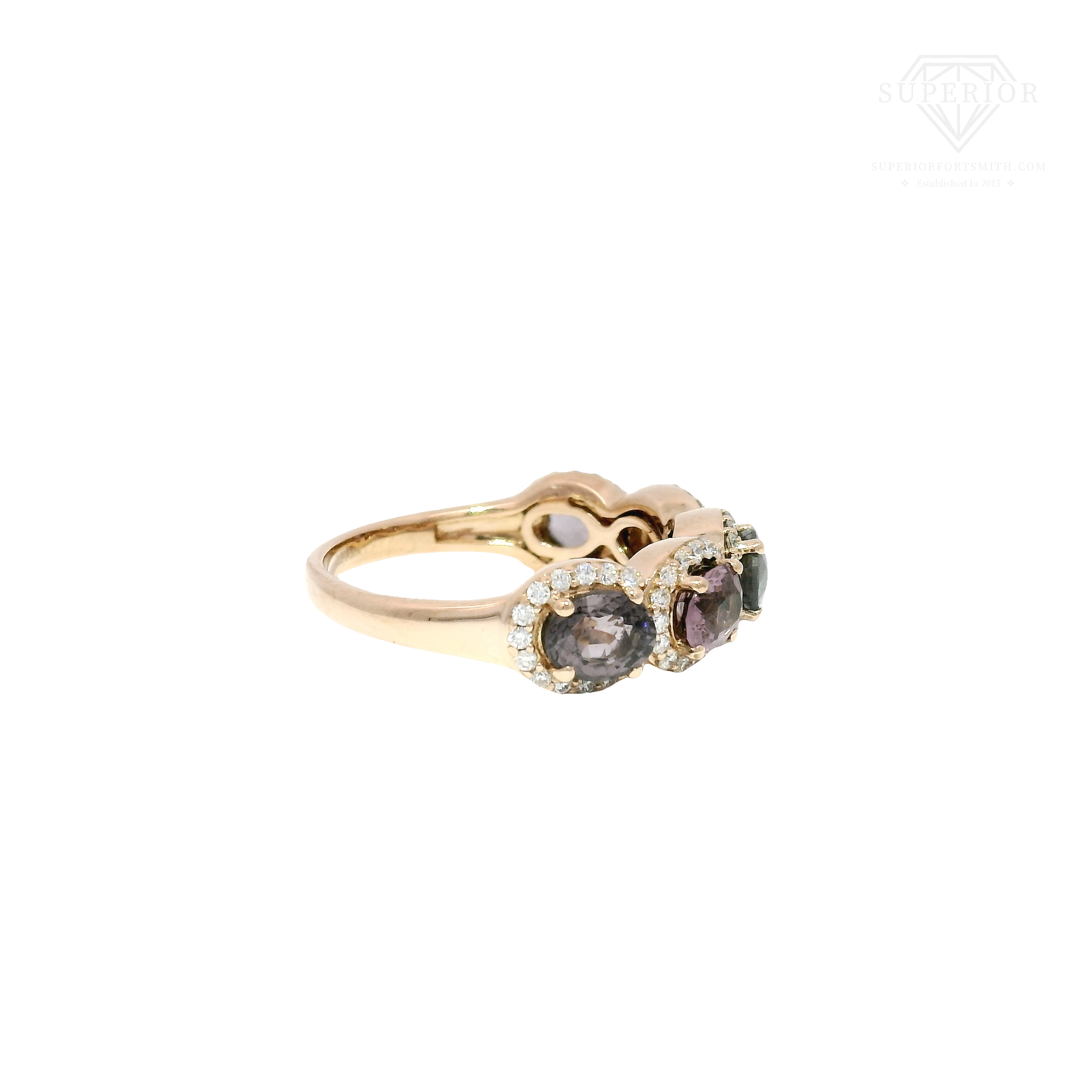 LeVian Mixed Berry Oval Cut Natural Spinel & Diamond Fashion Band in 14K Rose Gold