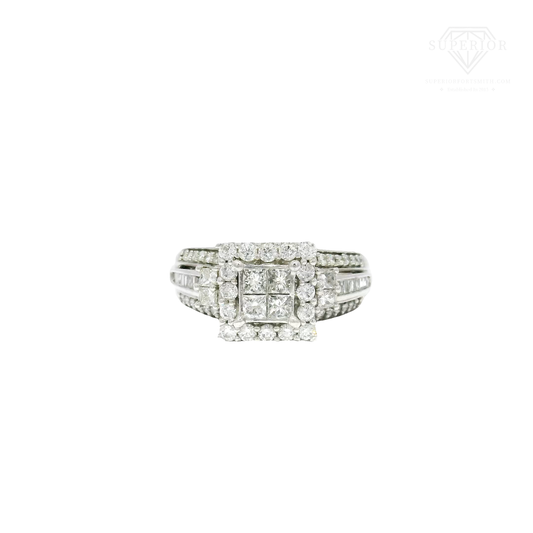 Natural Diamond Engagement Ring in 10k White Gold
