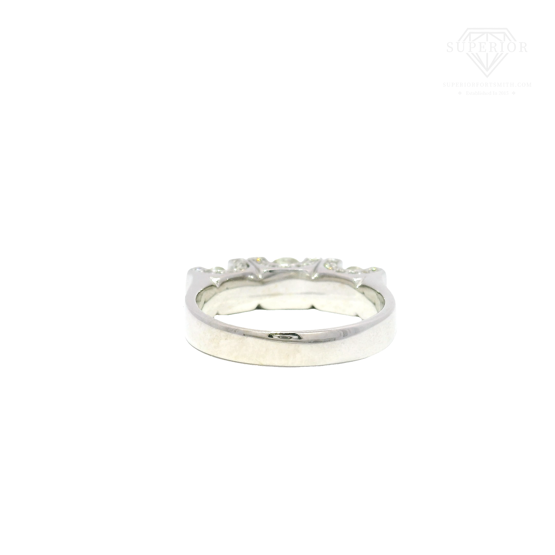 Natural Diamond Three Stone Anniversary Ring in 14K White Gold