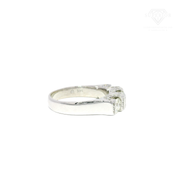 Natural Diamond Three Stone Anniversary Ring in 14K White Gold Sz 7