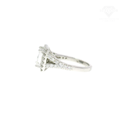 2.10ct. G VS2 GIA Natural Princess Cut Diamond in 14k White Gold Halo Mounting Sz 5