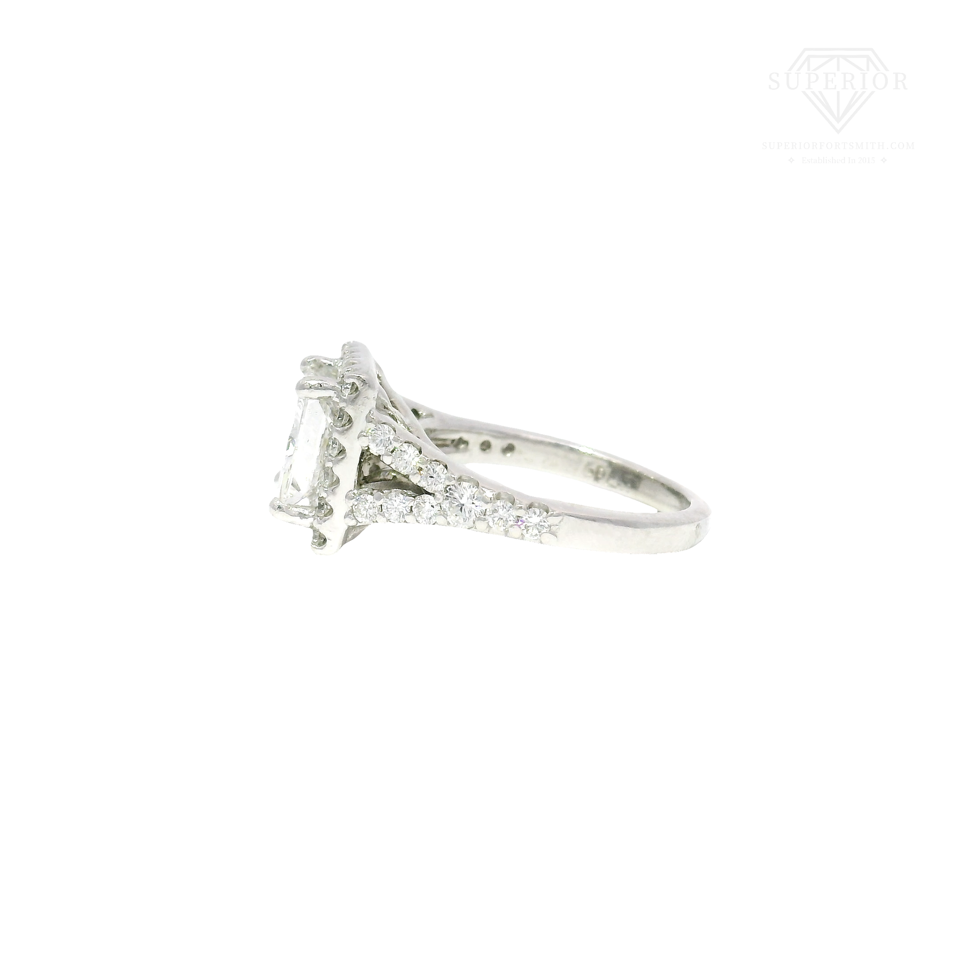 2.10ct. G VS2 GIA Natural Princess Cut Diamond in 14k White Gold Halo Mounting