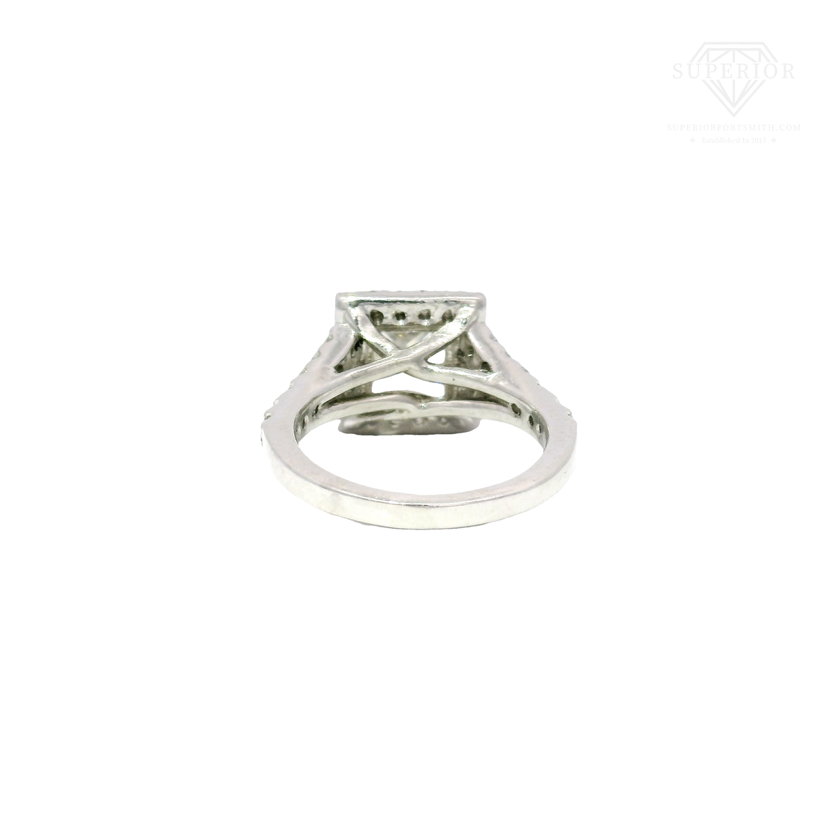 2.10ct. G VS2 GIA Natural Princess Cut Diamond in 14k White Gold Halo Mounting Sz 5