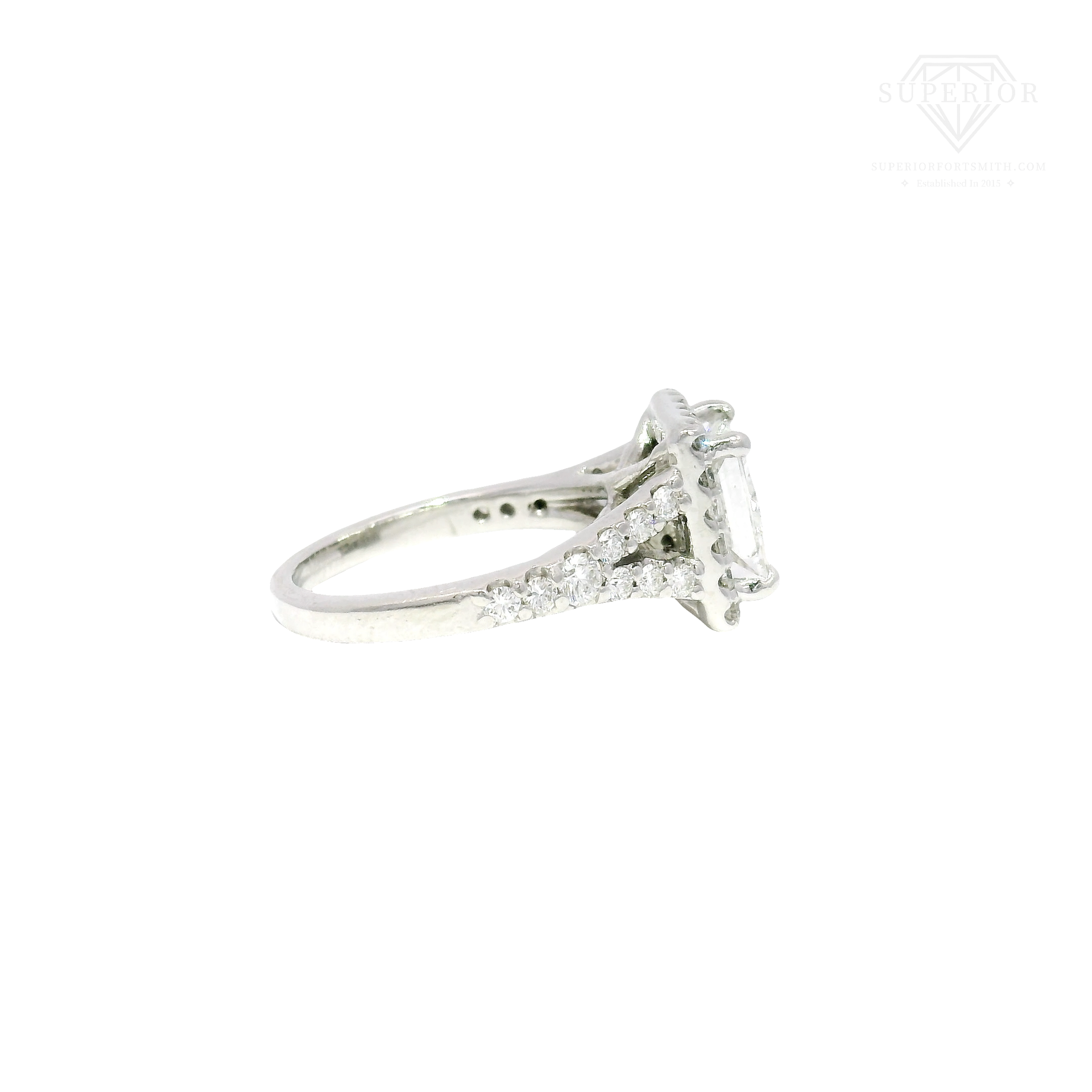 2.10ct. G VS2 GIA Natural Princess Cut Diamond in 14k White Gold Halo Mounting