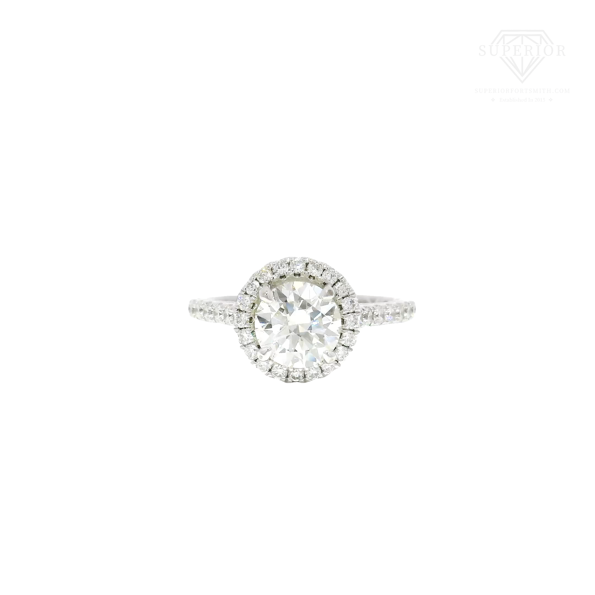 1.28ct. Natural Round Diamond Engagement Ring in A.Jaffe 14K White Gold Halo
