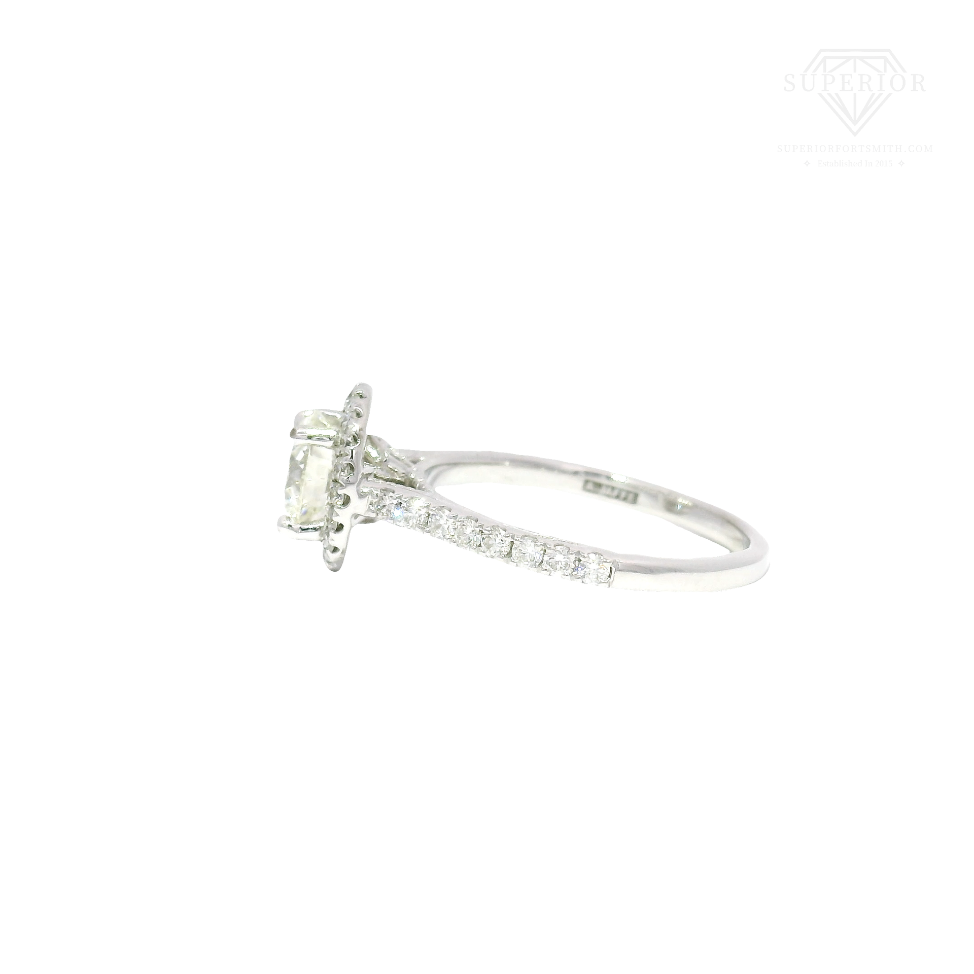 1.28ct. Natural Round Diamond Engagement Ring in A.Jaffe 14K White Gold Halo