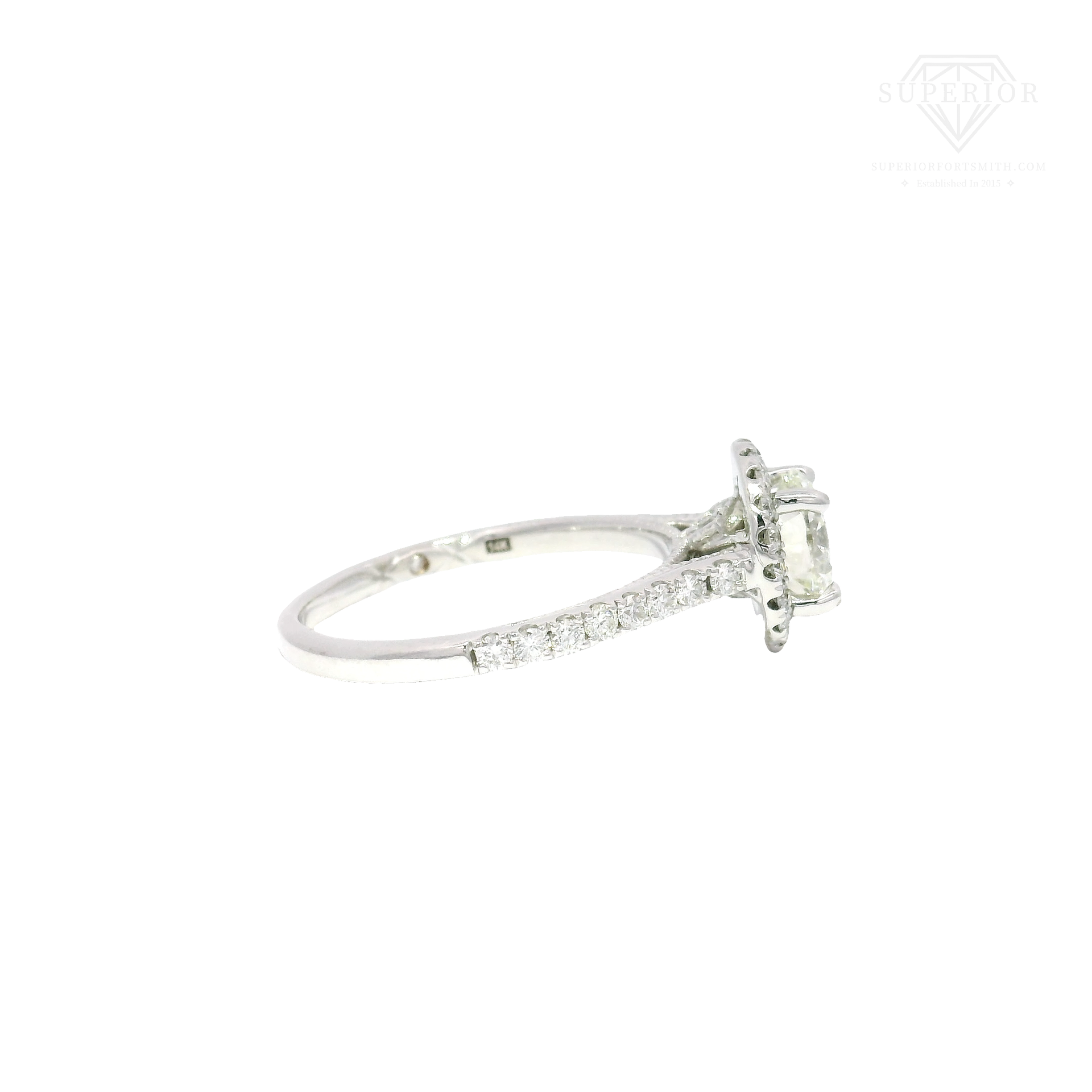1.28ct. Natural Round Diamond Engagement Ring in A.Jaffe 14K White Gold Halo