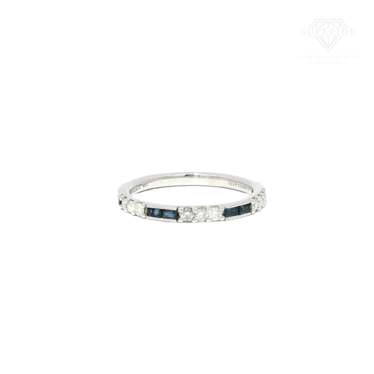 Gabriel & Co. Natural Diamond & Sapphire Band in 14K White Gold
