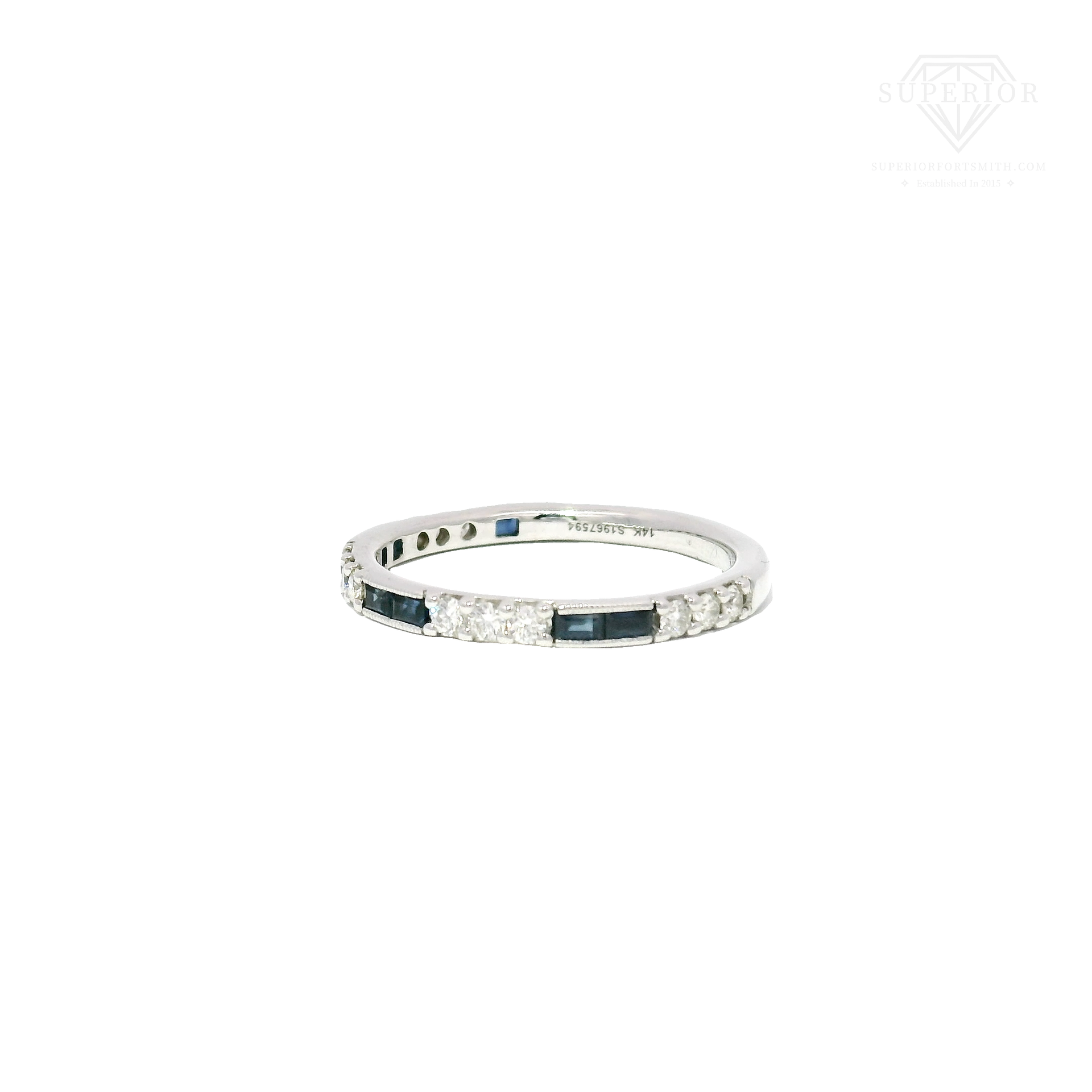 Gabriel & Co. Natural Diamond & Sapphire Band in 14K White Gold