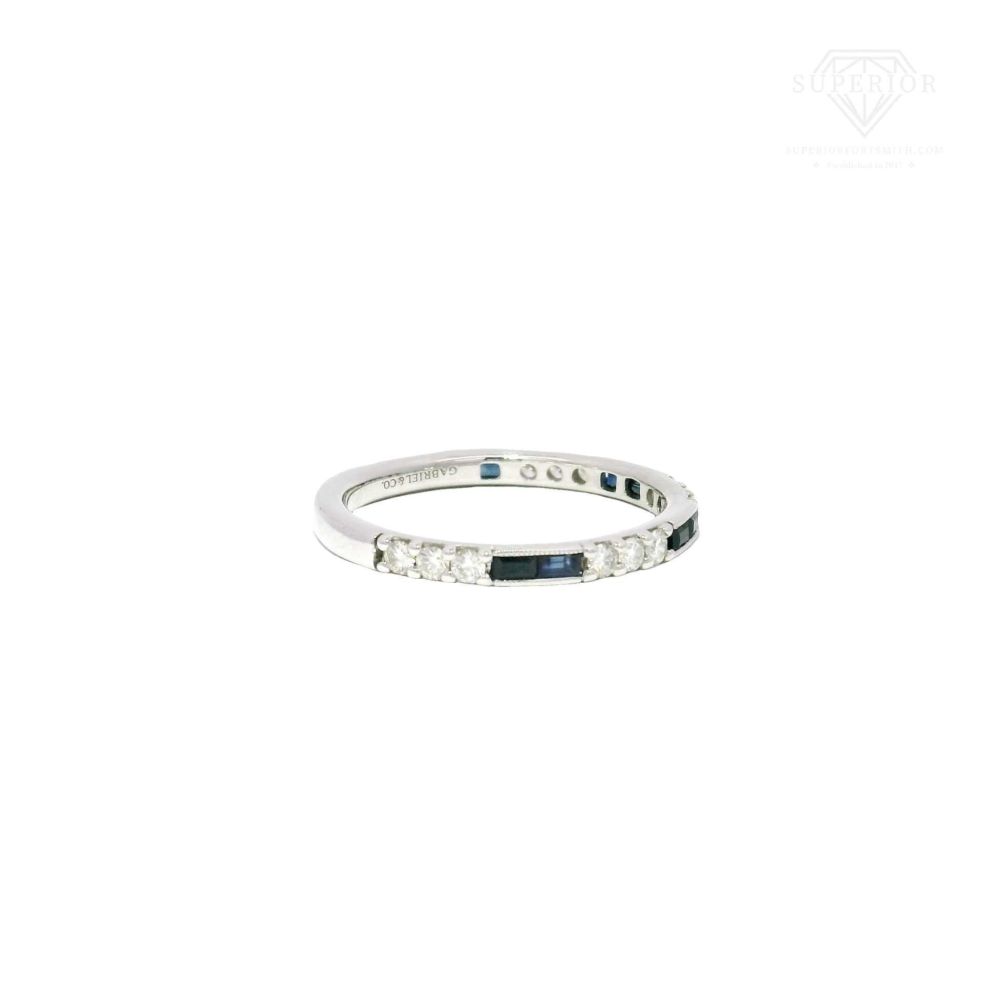Gabriel & Co. Natural Diamond & Sapphire Band in 14K White Gold
