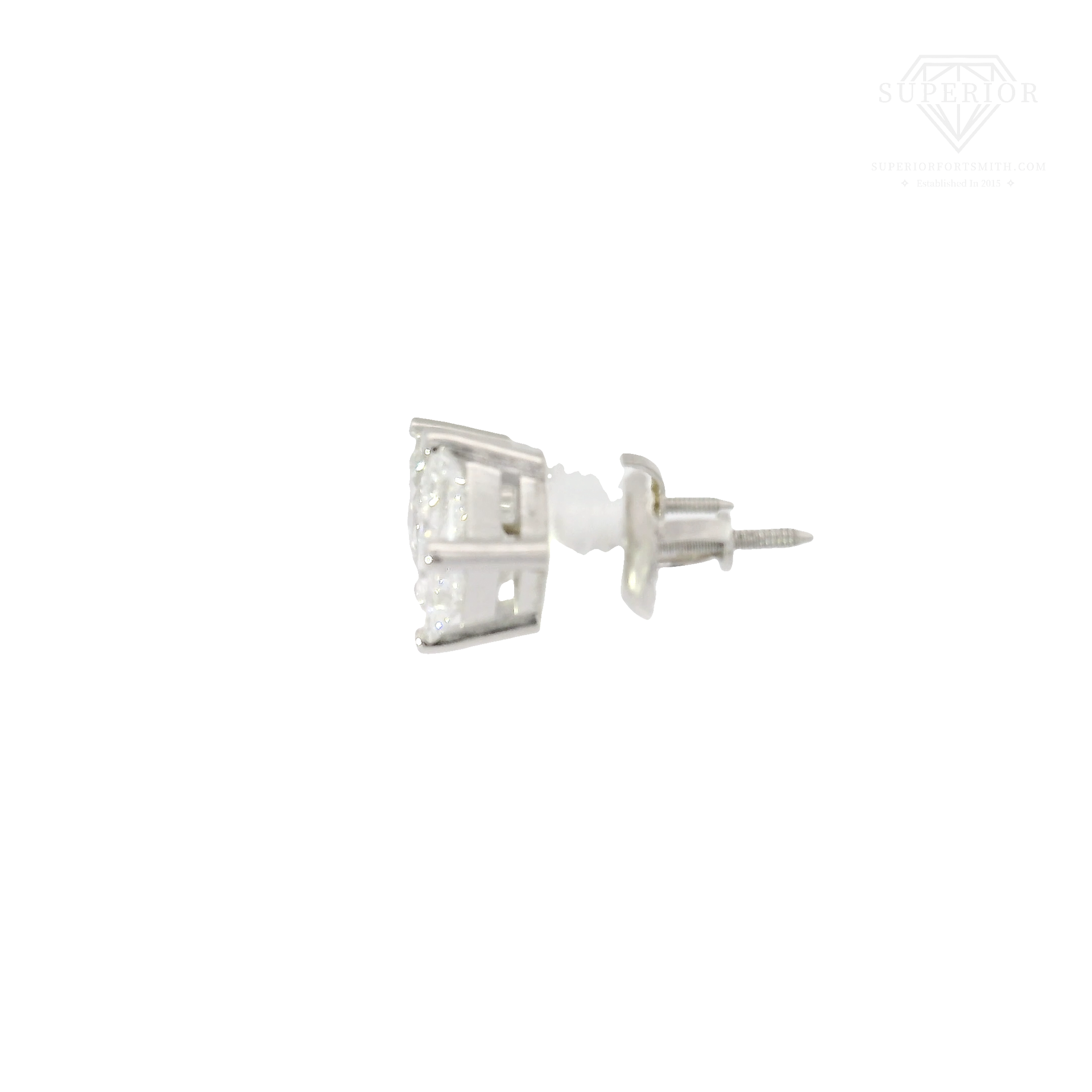 1.5cttw. Lab Grown Princess Cut Diamond Ear Studs in 14K White Gold