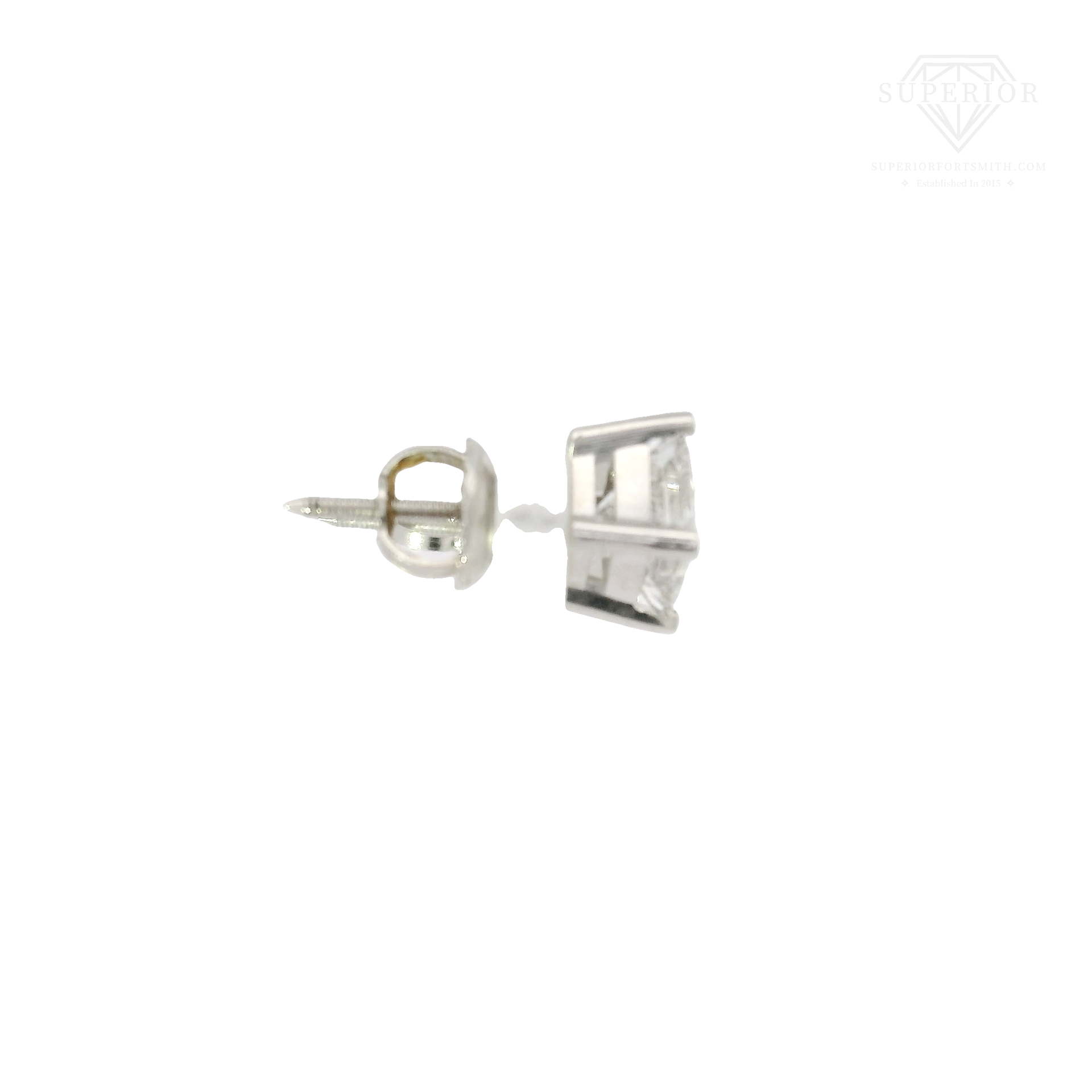 1.5cttw. Lab Grown Princess Cut Diamond Ear Studs in 14K White Gold