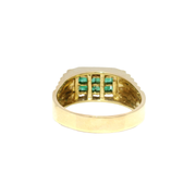 Emerald & Diamond Men's Ring in 14K Yellow Gold