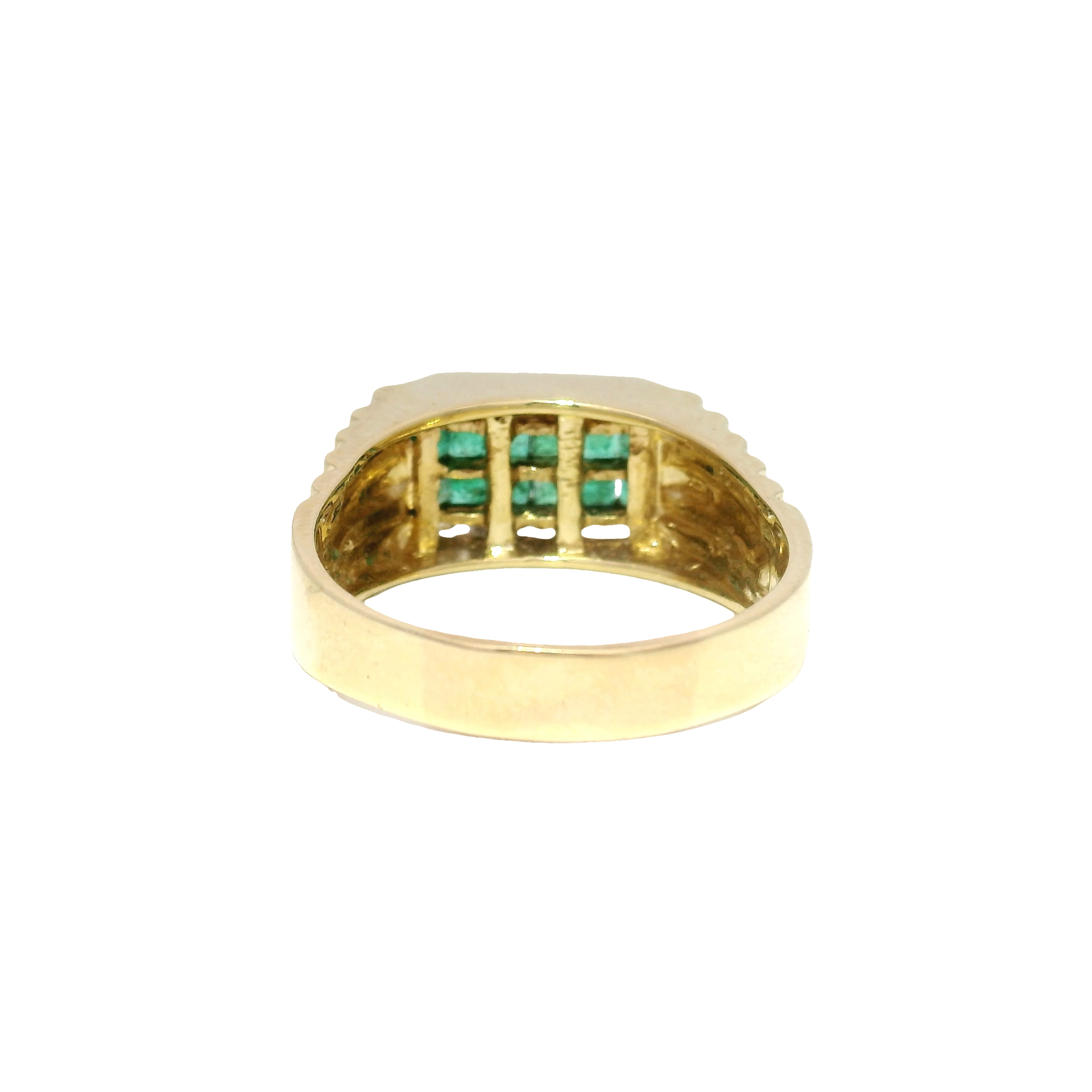 Emerald & Diamond Men's Ring in 14K Yellow Gold