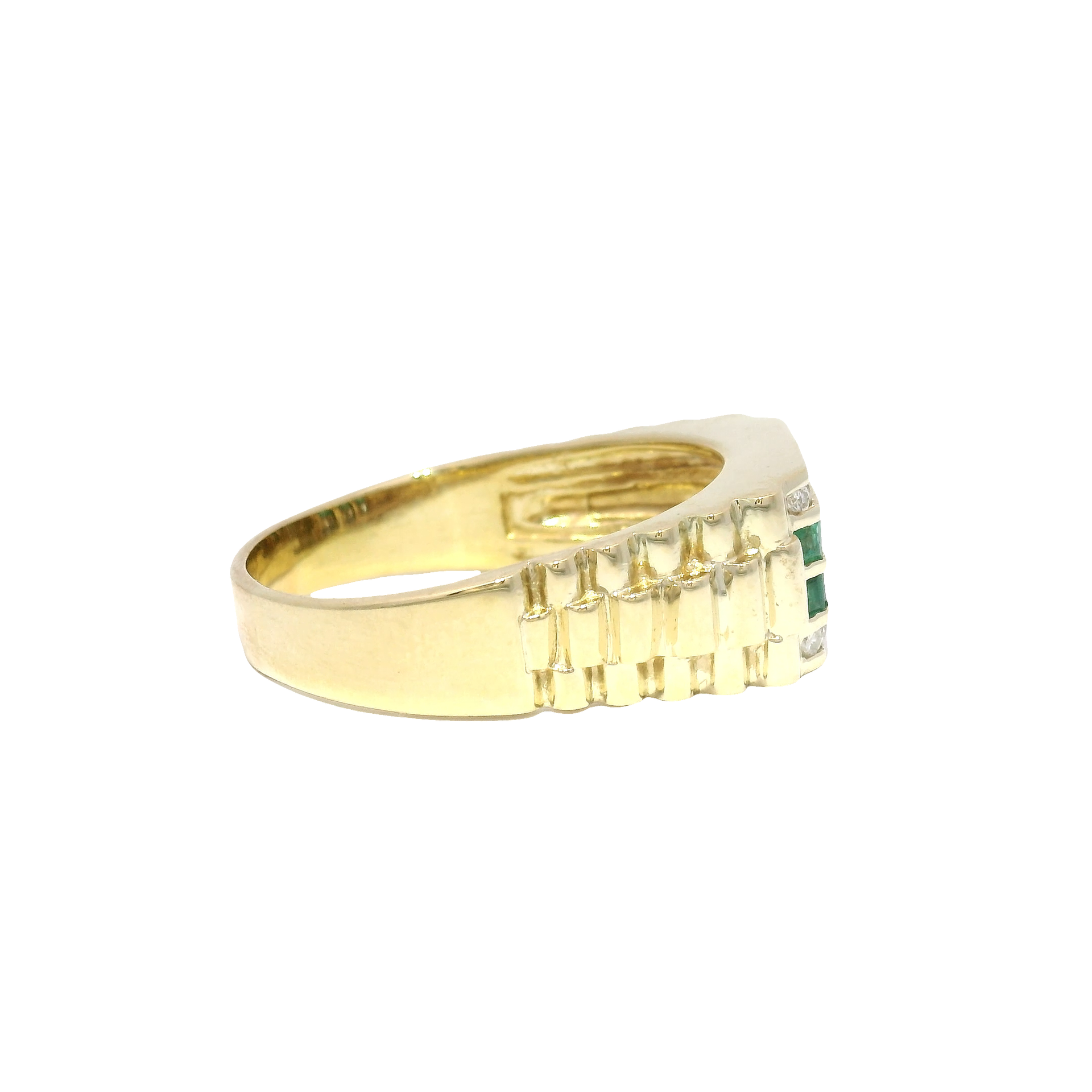 Emerald & Diamond Men's Ring in 14K Yellow Gold