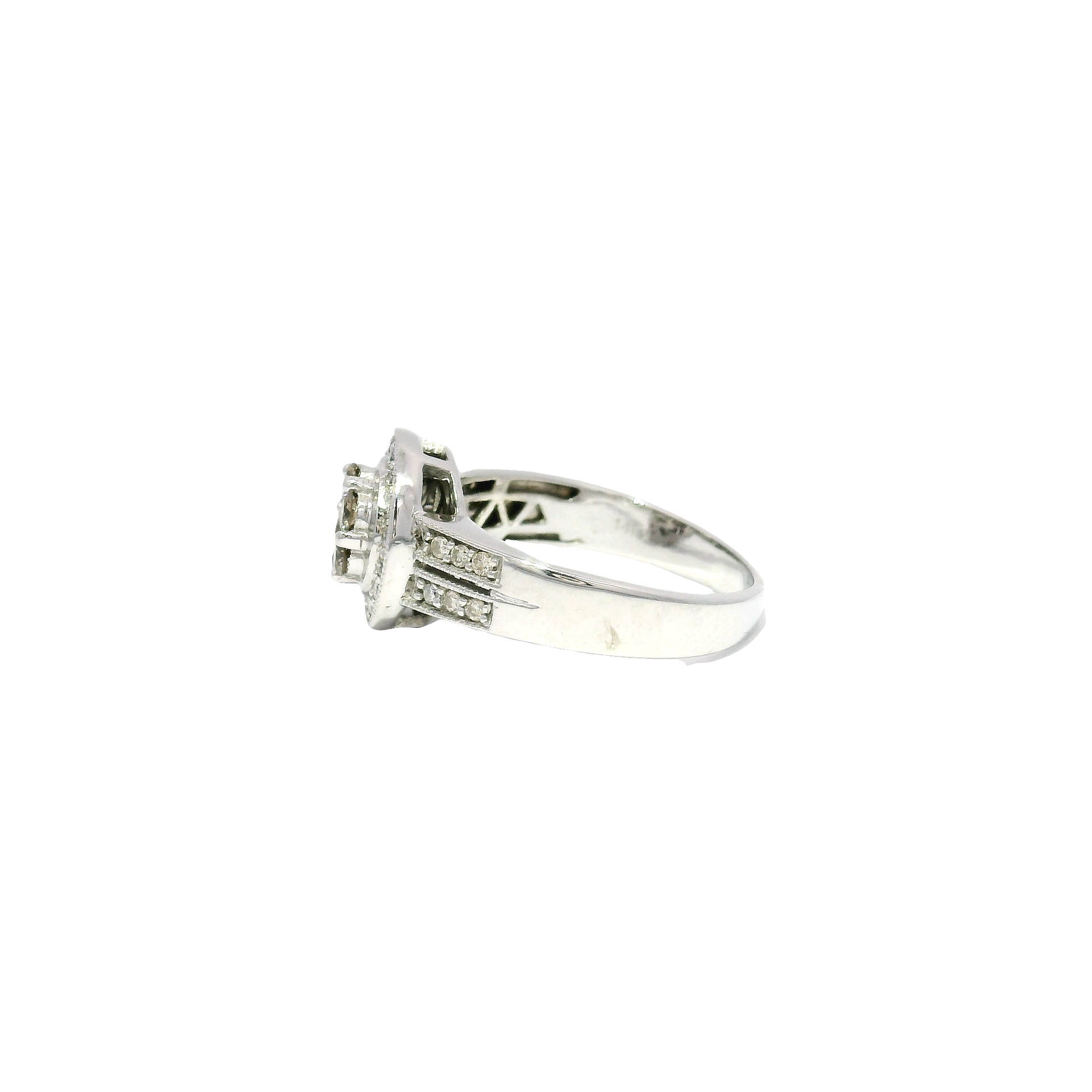 Natural Diamond Engagement Ring Featuring Whiskey Color Centers Set in 14K White Gold