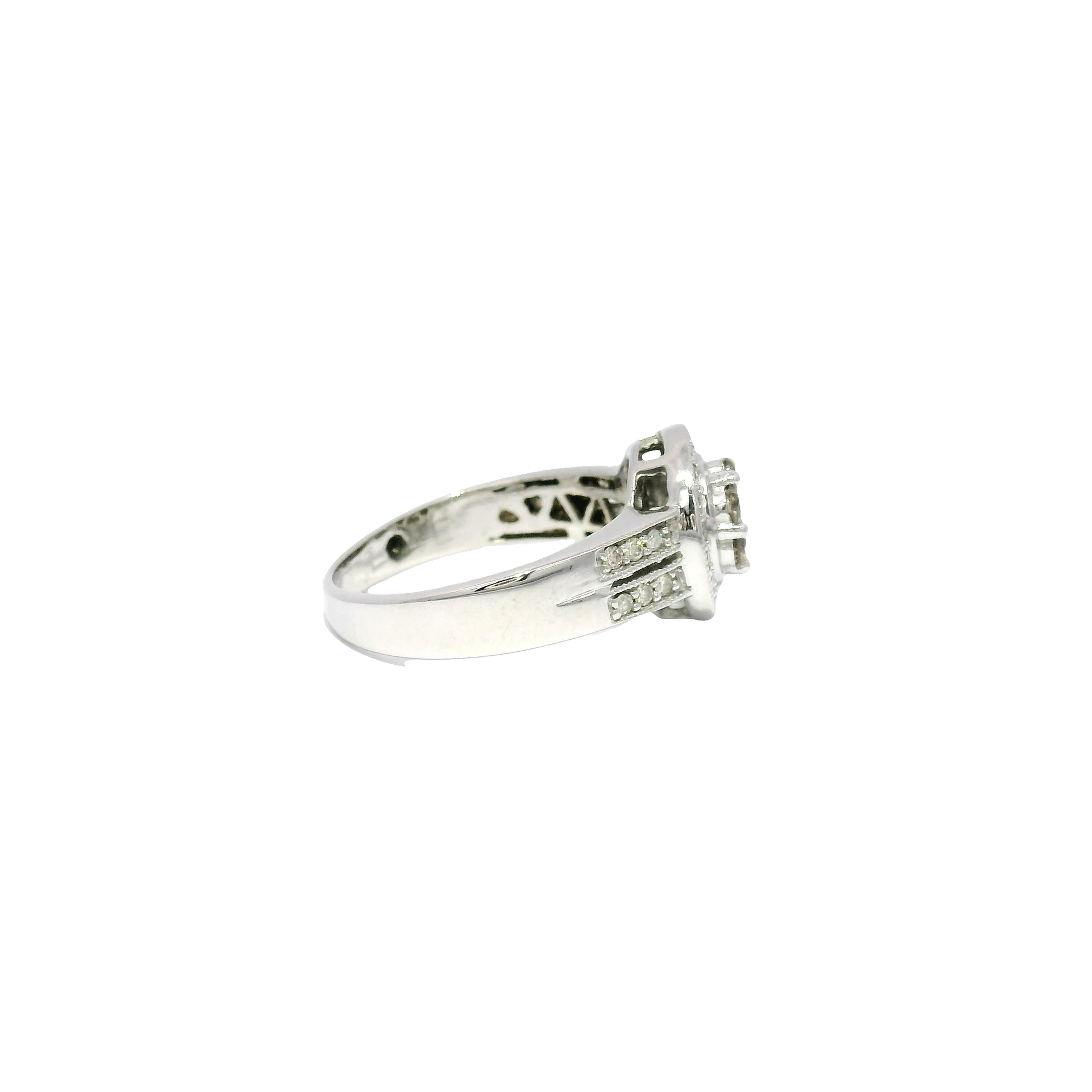 Natural Diamond Engagement Ring Featuring Whiskey Color Centers Set in 14K White Gold