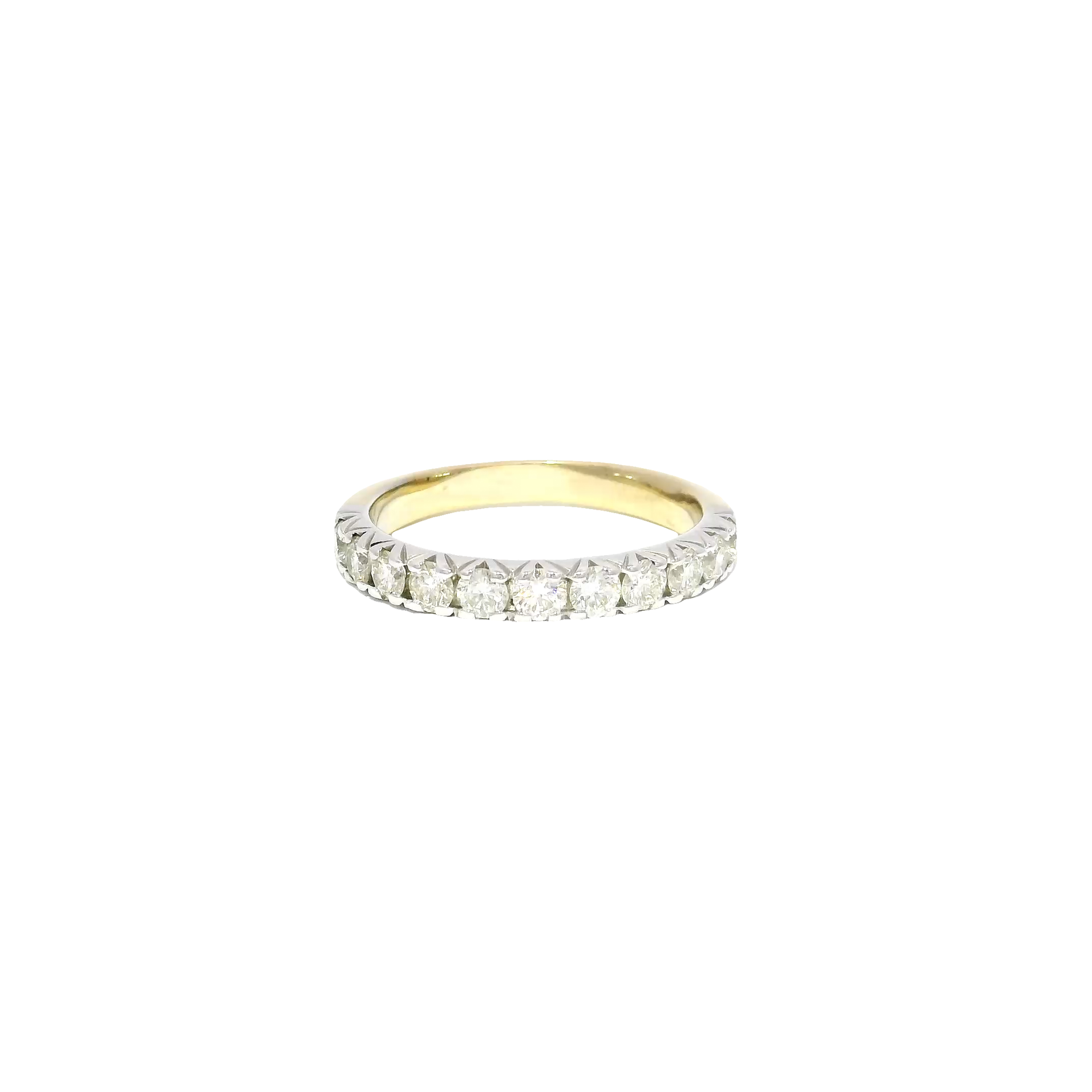 Natural Diamond Band Set in 14K Two Tone White & Yellow Gold