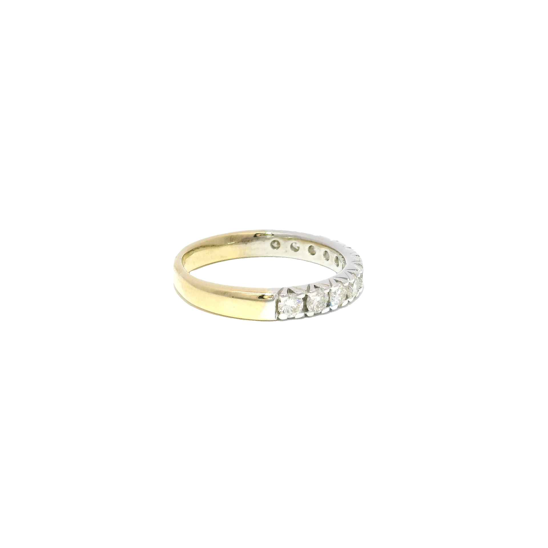 Natural Diamond Band Set in 14K Two Tone White & Yellow Gold