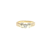 Natural Round Diamond Bezel Set in 14K Two Tone Yellow & White Gold Mounting Sz 7