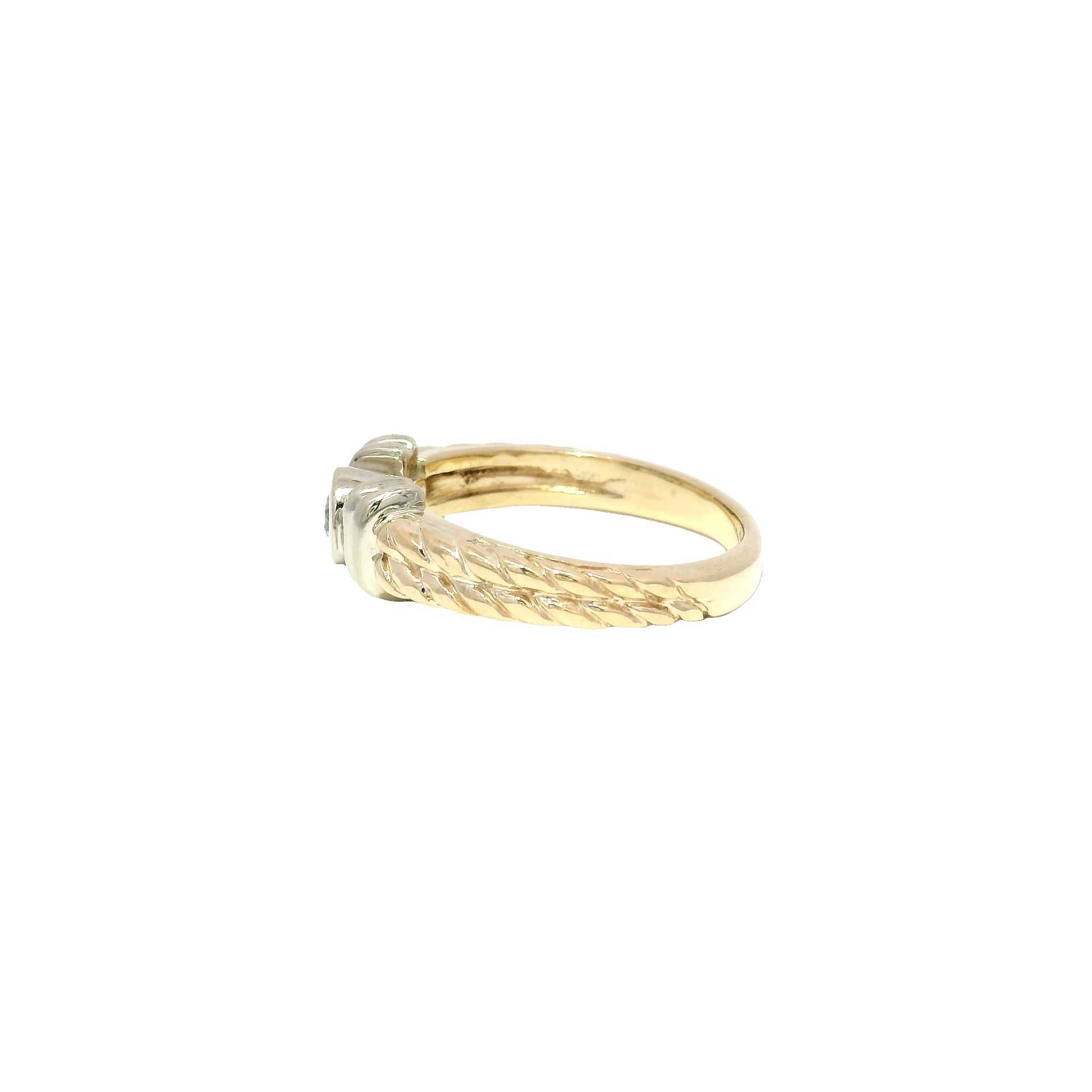 Natural Round Diamond Bezel Set in 14K Two Tone Yellow & White Gold Mounting