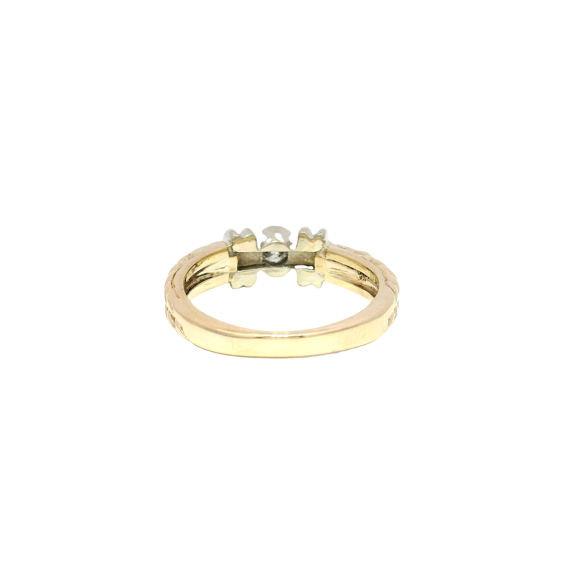 Natural Round Diamond Bezel Set in 14K Two Tone Yellow & White Gold Mounting