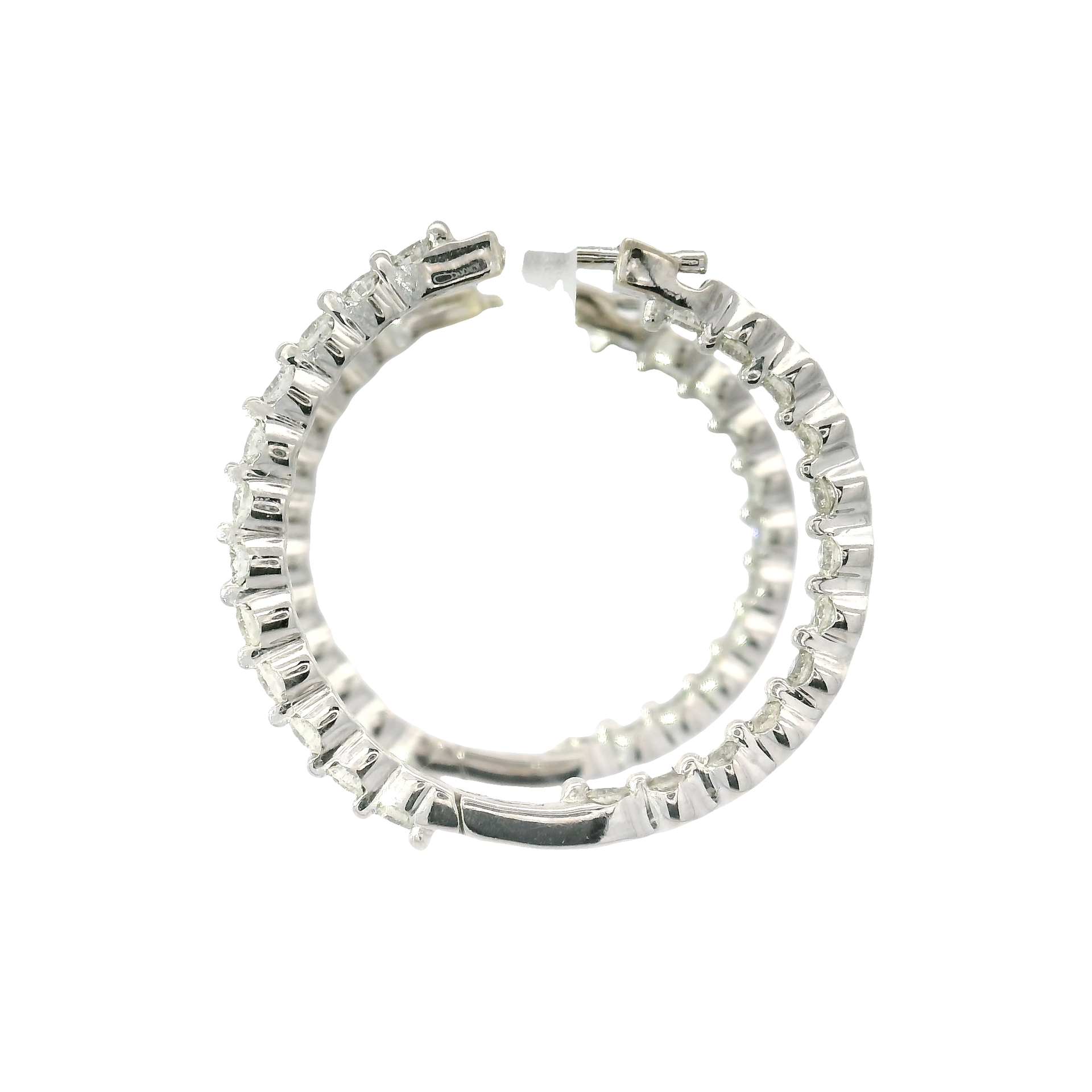 Natural Diamond In N Out Hoops Set in 14K White Gold