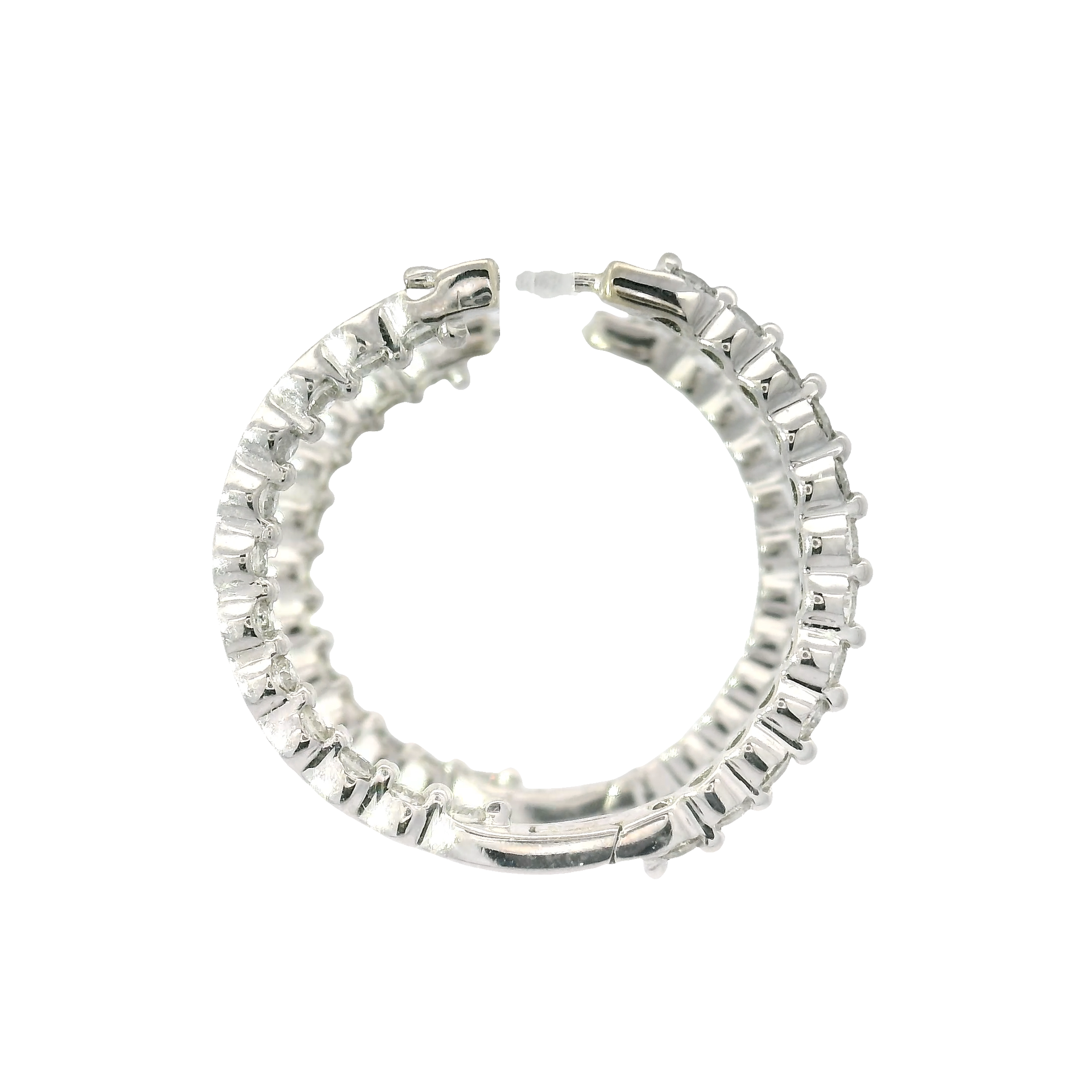 Natural Diamond In N Out Hoops Set in 14K White Gold