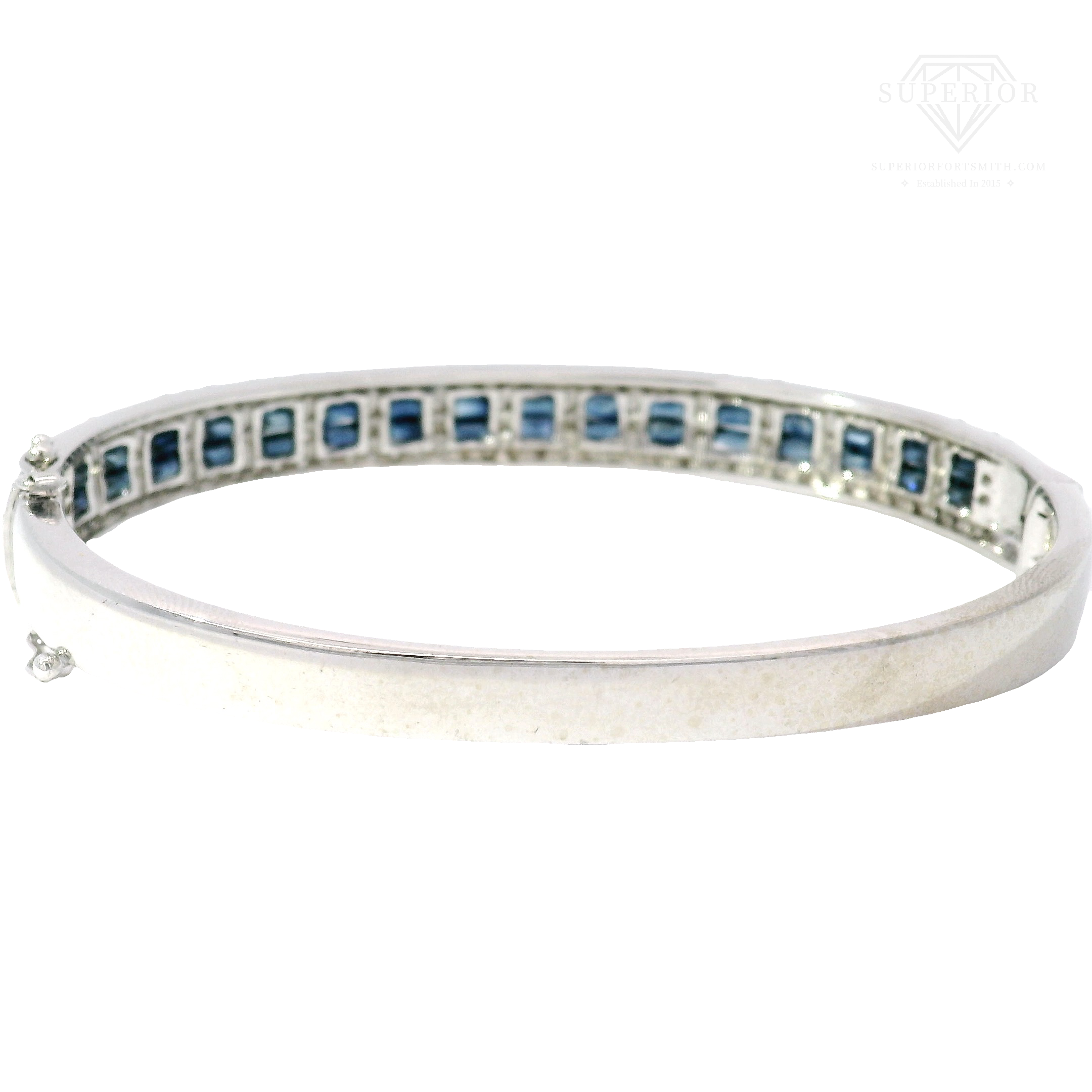 Natural Sapphire & Diamond Bracelet in 14K White Gold