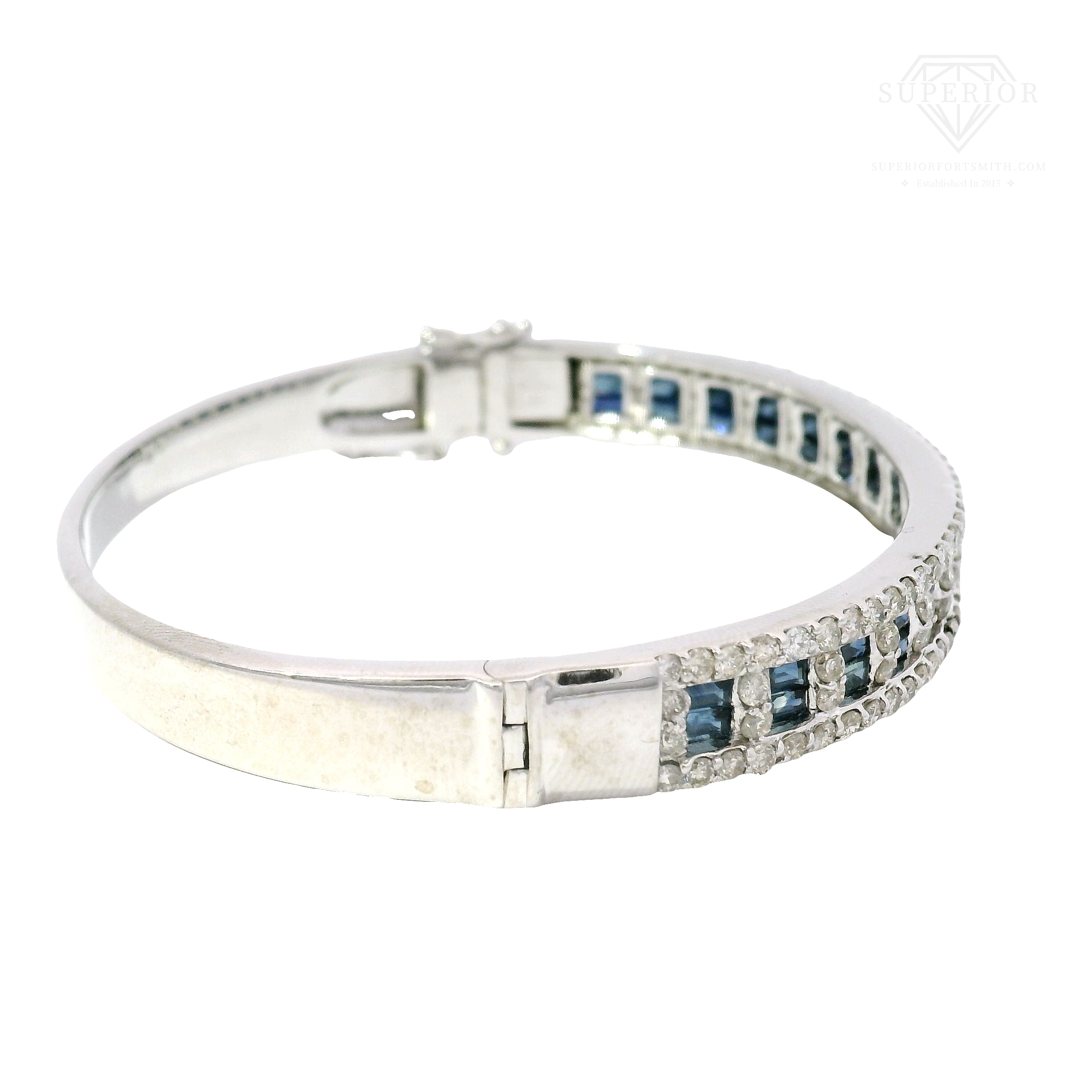 Natural Sapphire & Diamond Bracelet in 14K White Gold