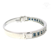 Natural Sapphire & Diamond Bracelet in 14K White Gold