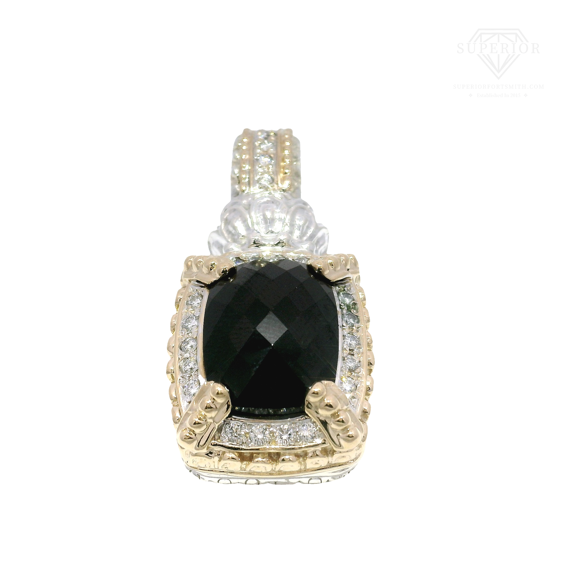 Vahan Natural Diamond & Onyx Pendant Set in 14K Yellow Gold & Sterling Silver