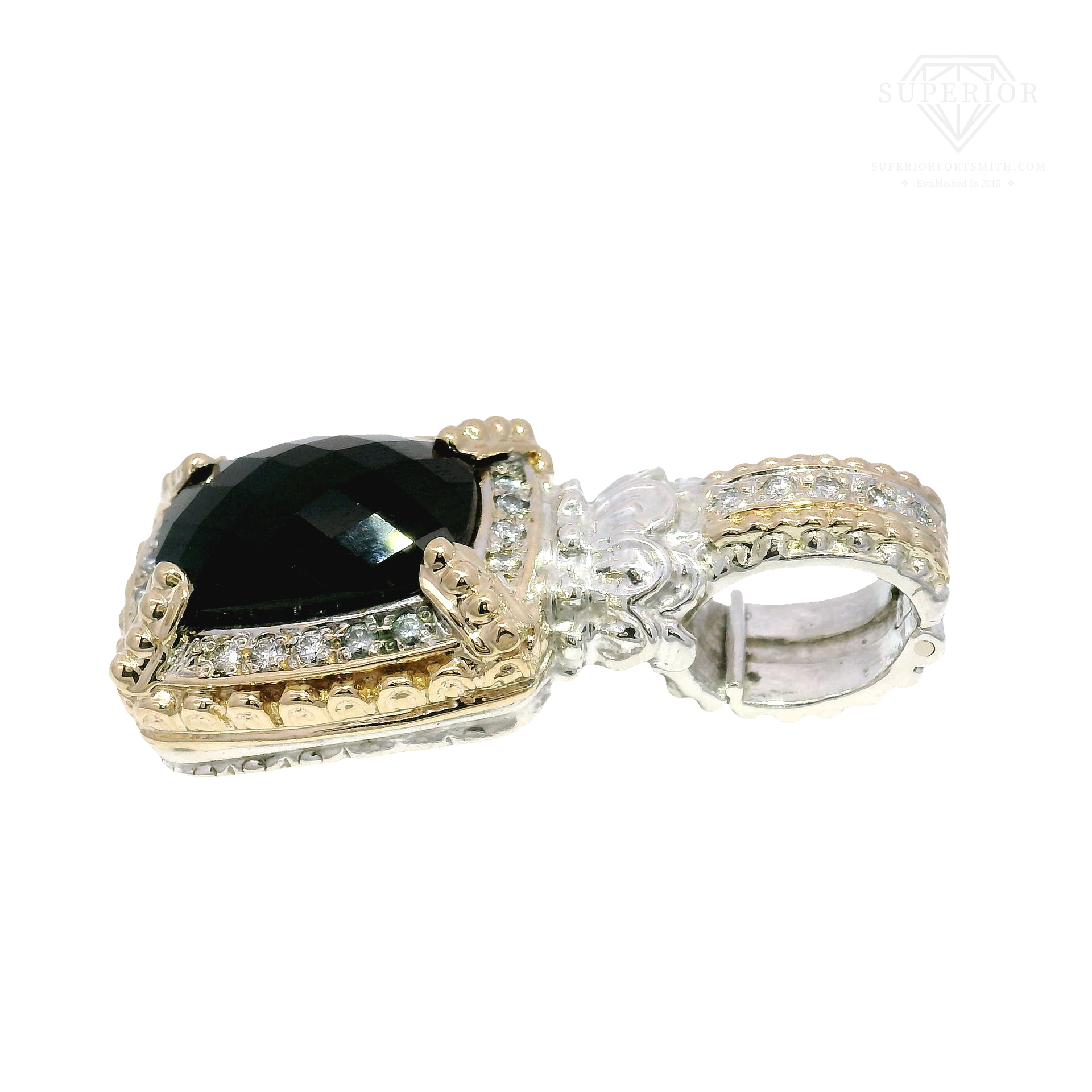 Vahan Natural Diamond & Onyx Pendant Set in 14K Yellow Gold & Sterling Silver
