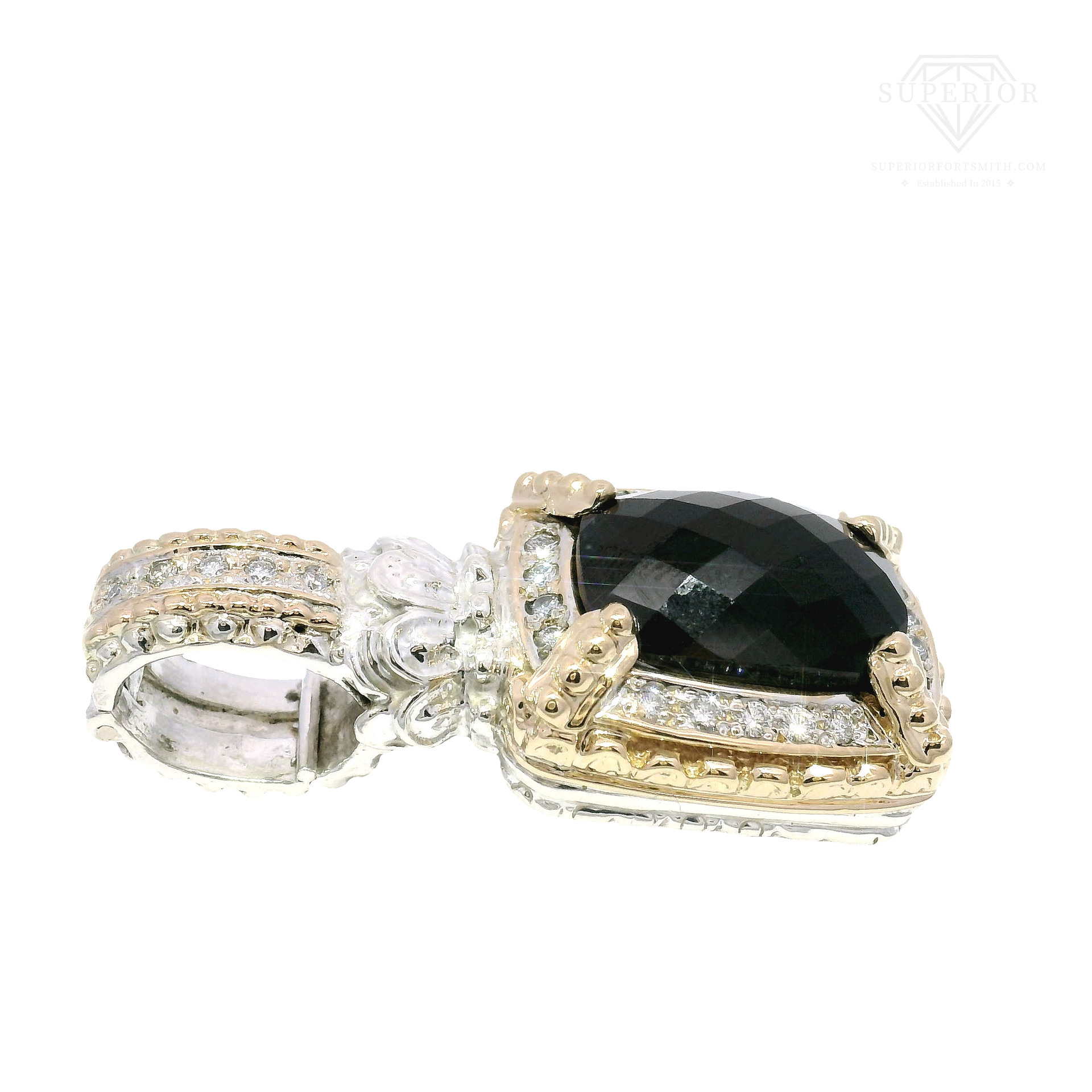 Vahan Natural Diamond & Onyx Pendant Set in 14K Yellow Gold & Sterling Silver