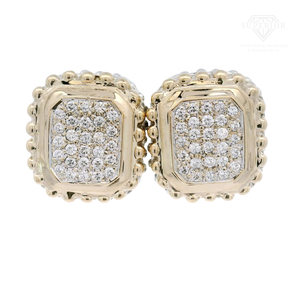 Vahan Pave Natural Diamond Square Earrings Set in 14K Yellow Gold & Sterling Silver