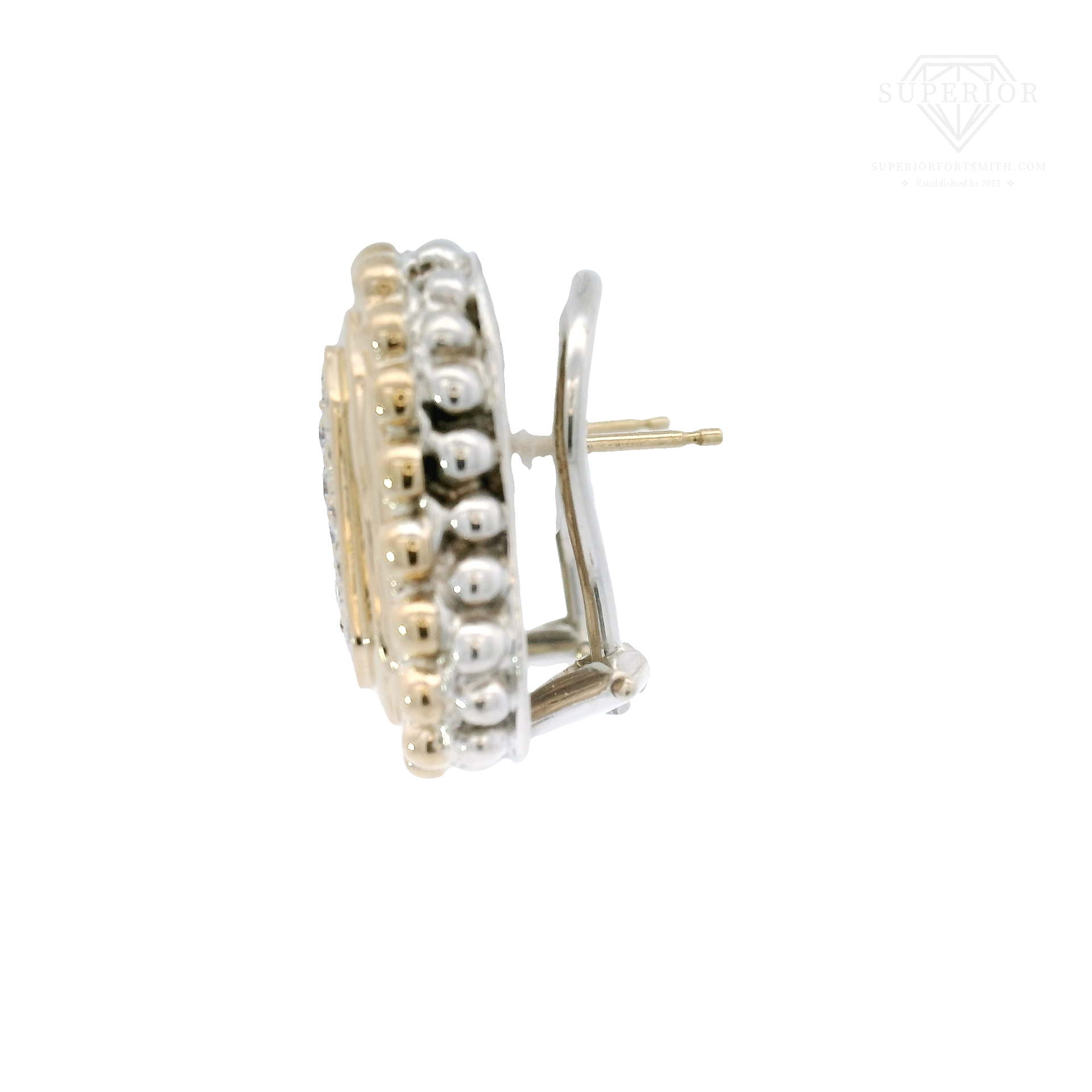 Vahan Pave Natural Diamond Square Earrings Set in 14K Yellow Gold & Sterling Silver