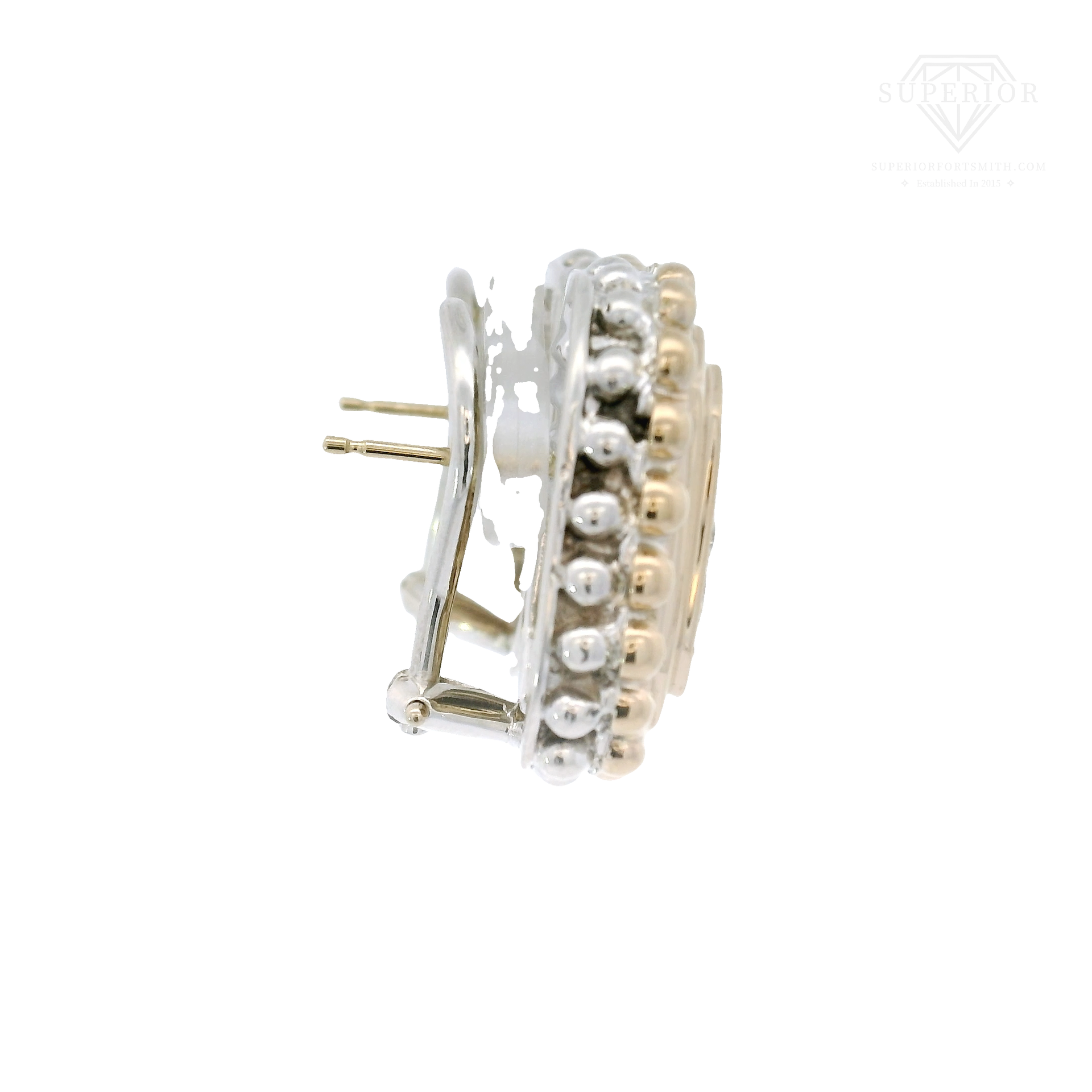 Vahan Pave Natural Diamond Square Earrings Set in 14K Yellow Gold & Sterling Silver