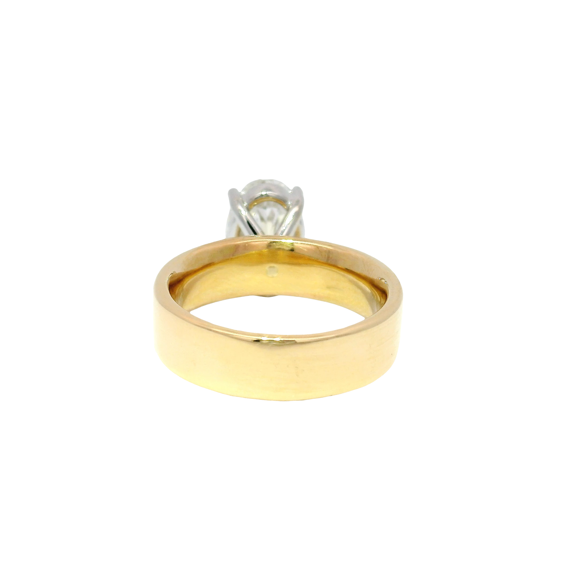 3.08ct. E VVS2 Lab Oval Set in 14K Yellow Gold 6mm Cigar Band Sz 7