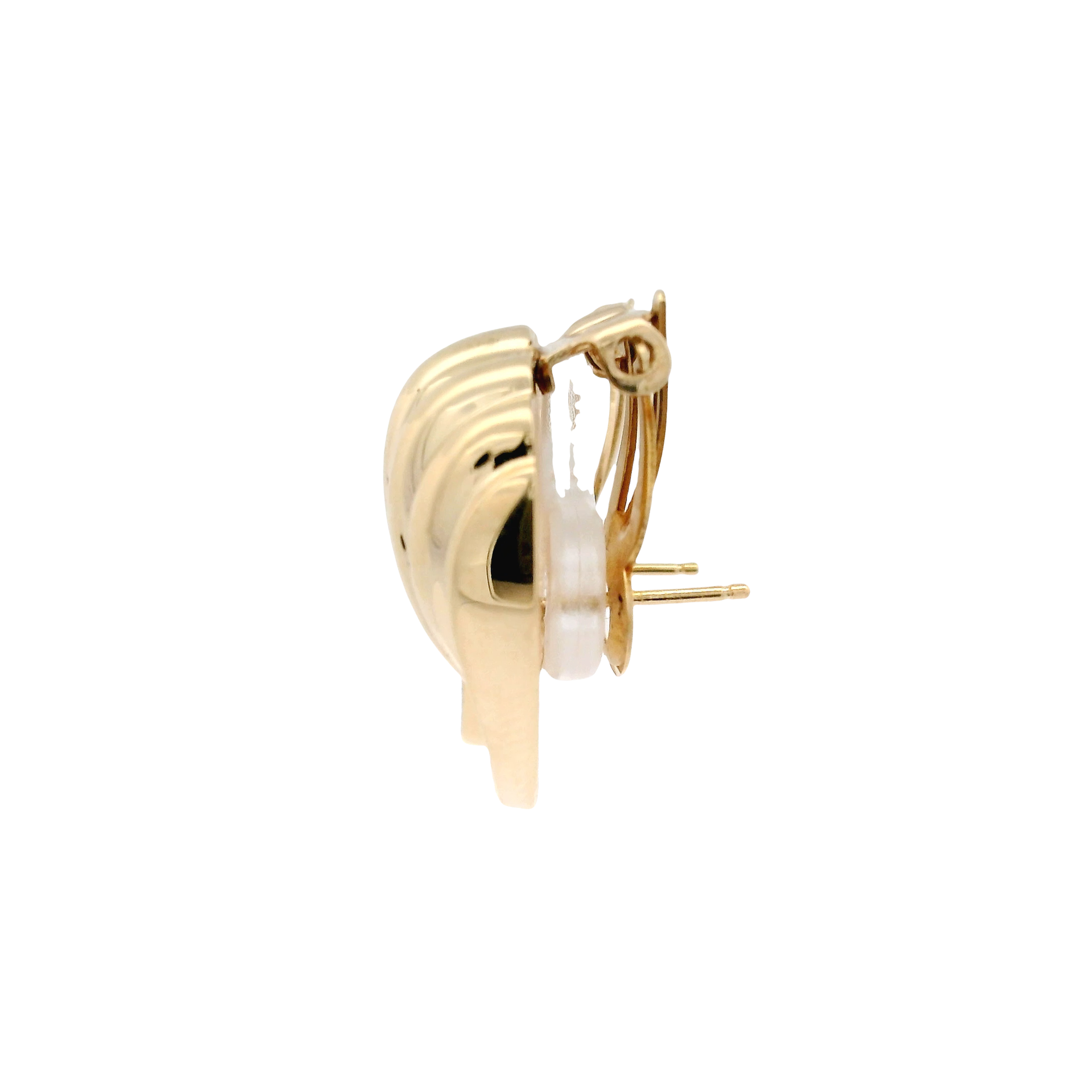 Natural Diamond Shell Style Earrings in 14K Yellow Gold