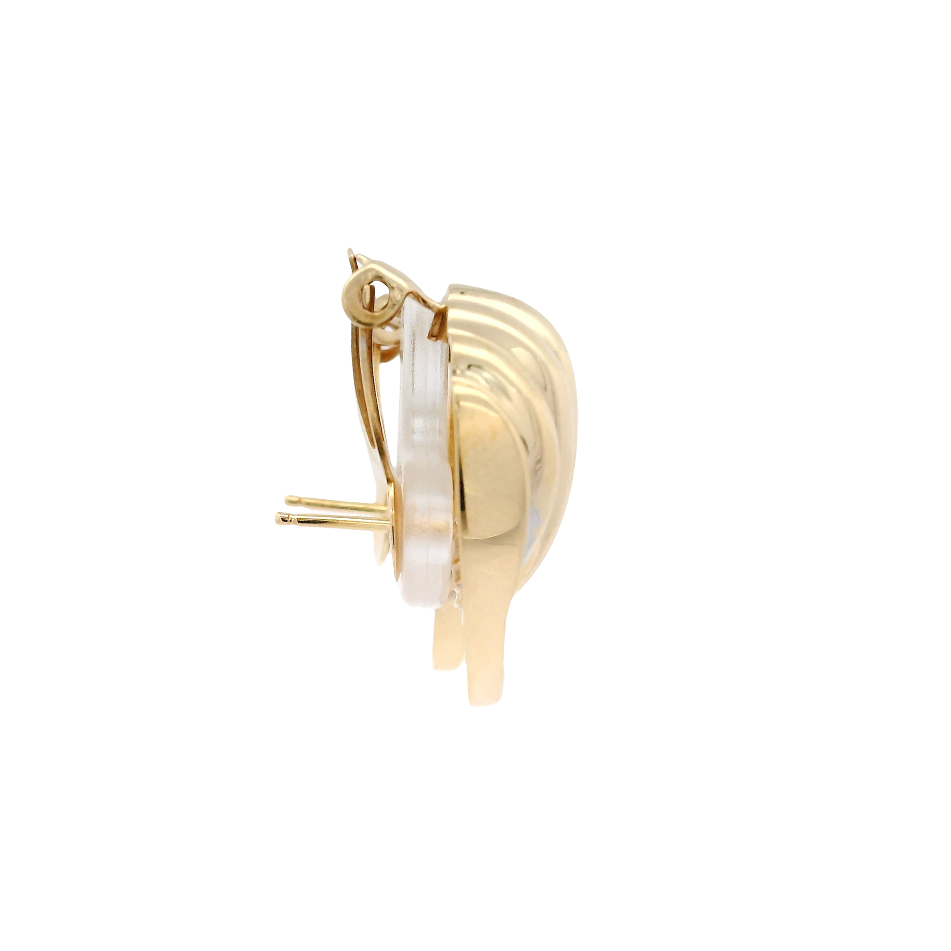 Natural Diamond Shell Style Earrings in 14K Yellow Gold
