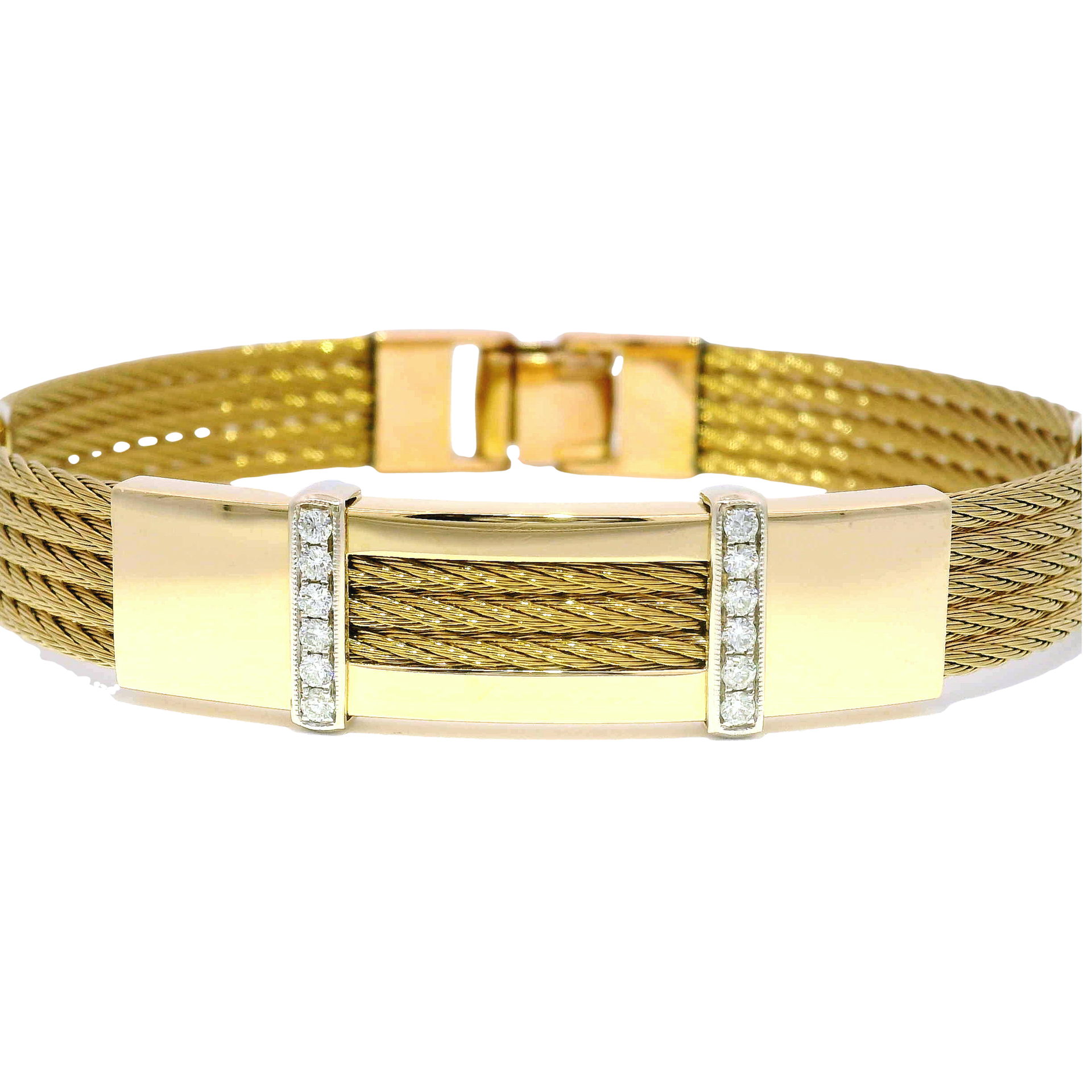 Bersani Designer 18K Yellow Gold Bracelet with Natural Accent Diamonds