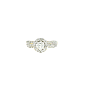 Natural Round Diamond in 14K Yellow Gold Halo Sz 7.5