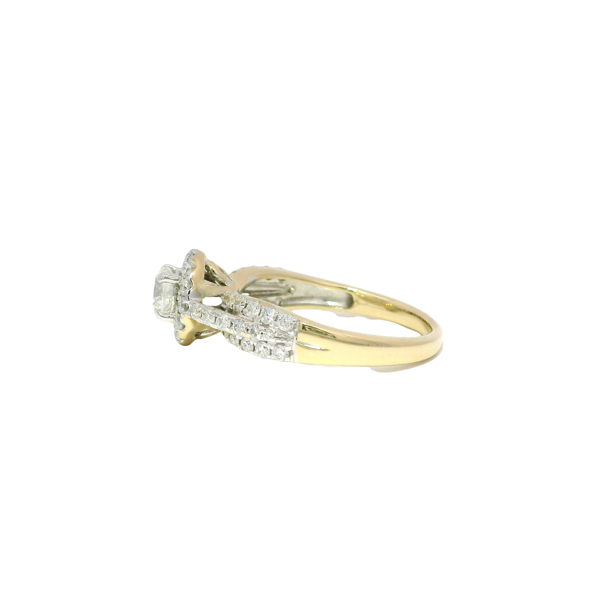 Natural Round Diamond in 14K Yellow Gold Halo Sz 7.5