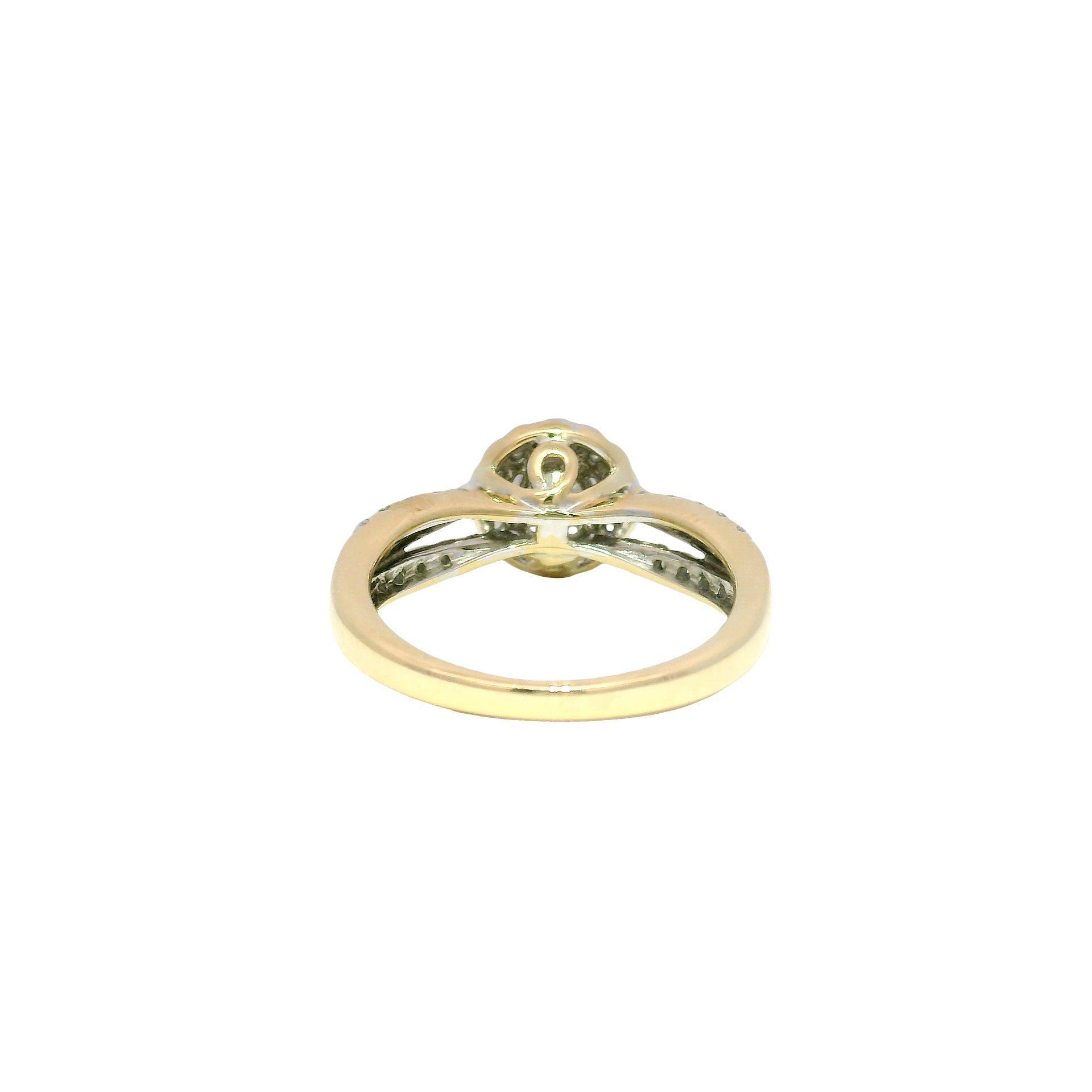 Natural Round Diamond in 14K Yellow Gold Halo Sz 7.5