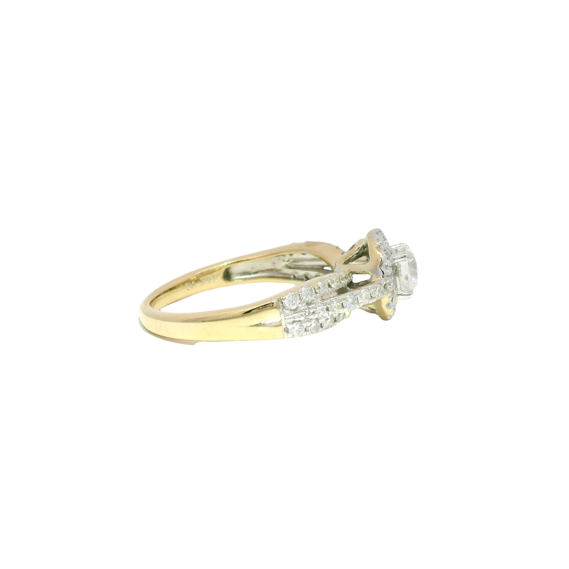 Natural Round Diamond in 14K Yellow Gold Halo Sz 7.5