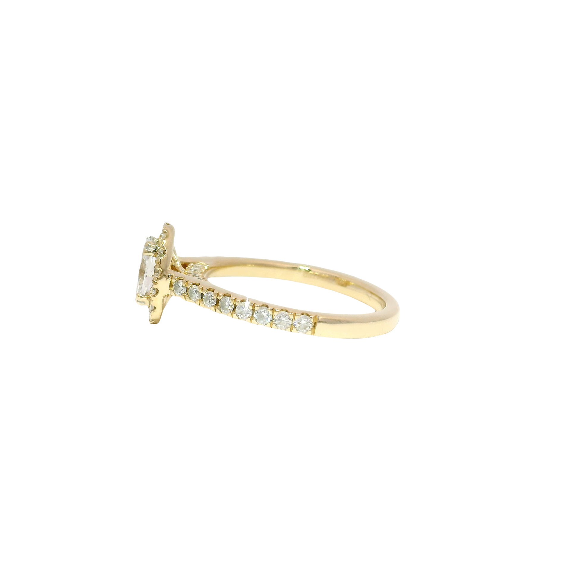 Lab Grown Oval Diamond Set in 14K Yellow Gold Halo Mounting Sz 7