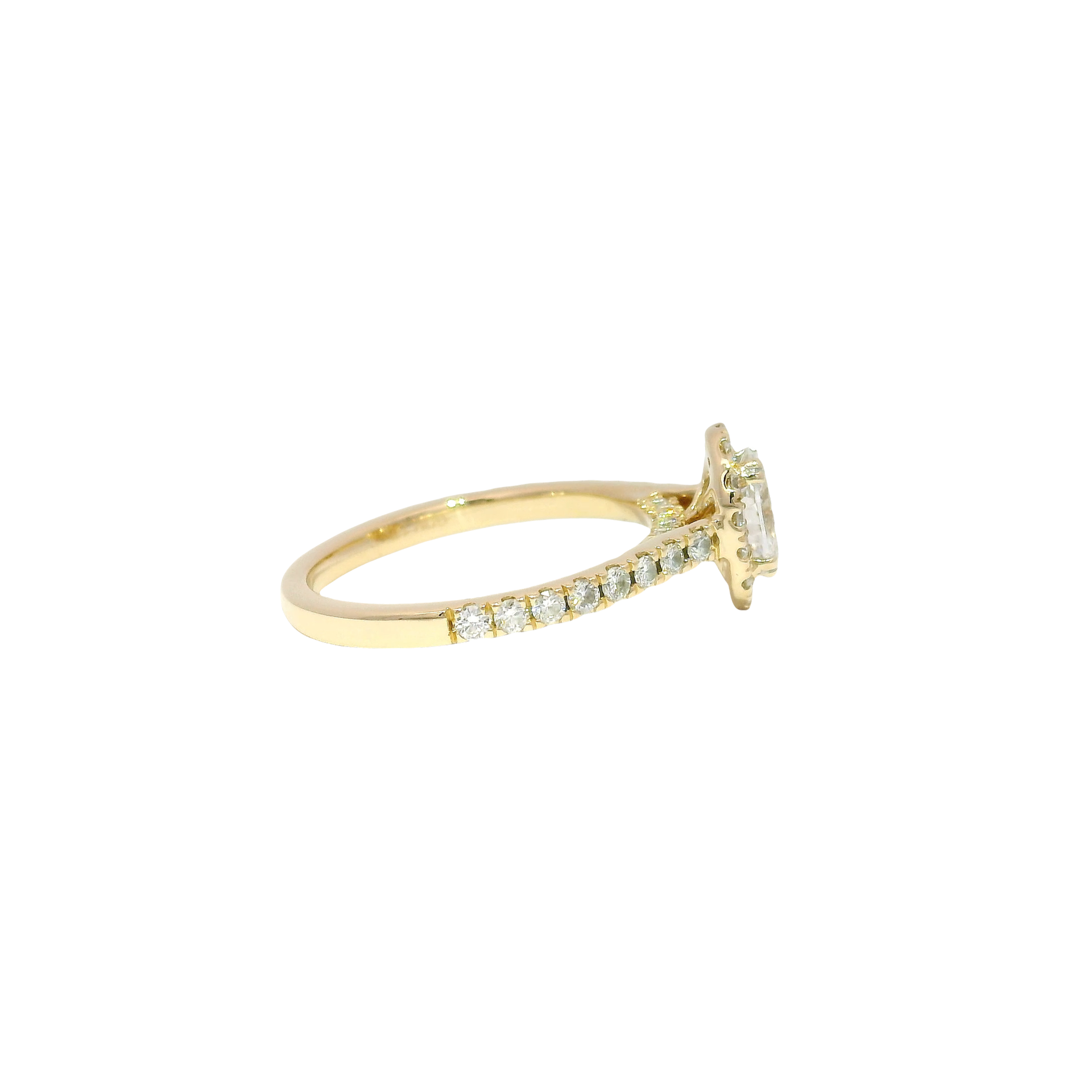 Lab Grown Oval Diamond Set in 14K Yellow Gold Halo Mounting Sz 7