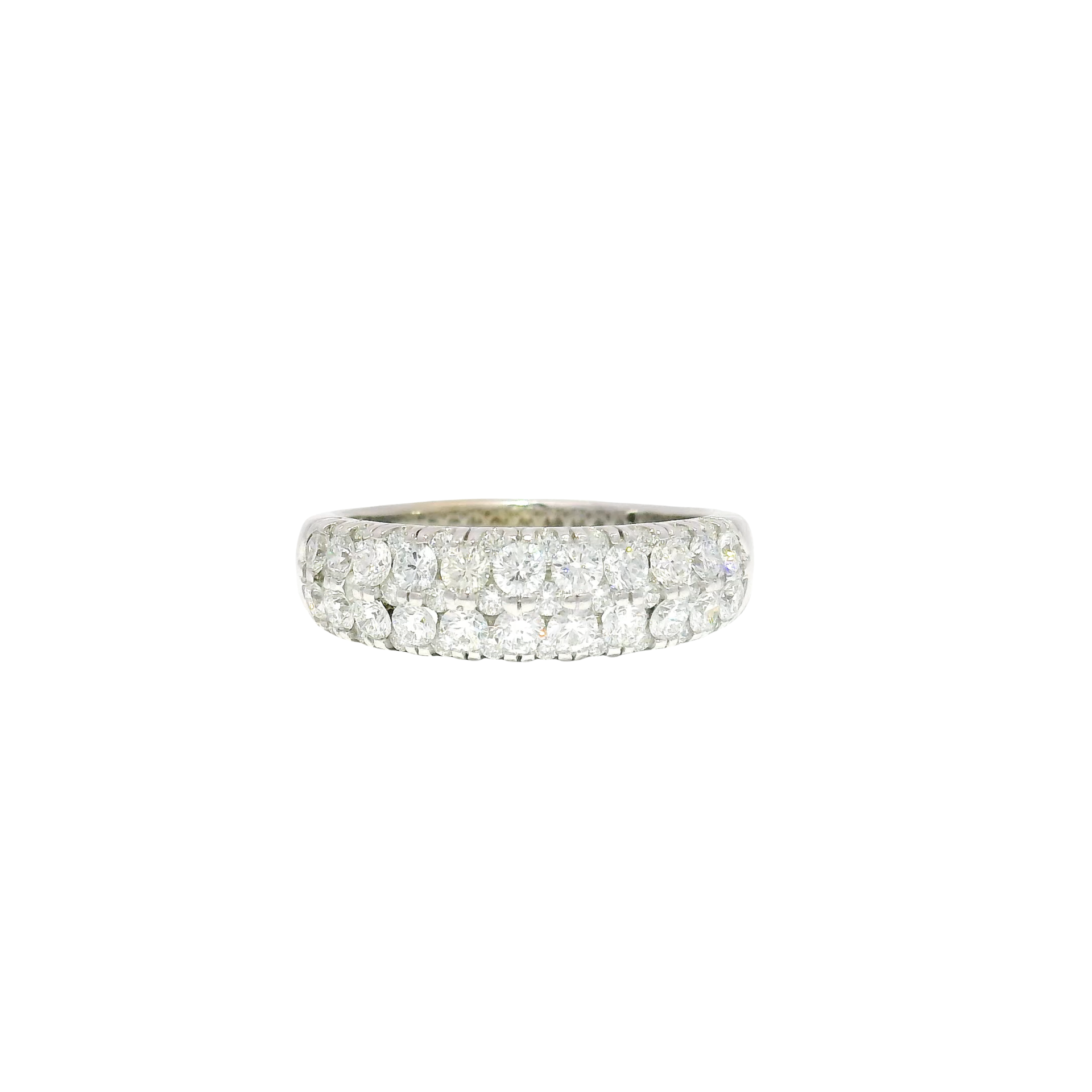 Lab Grown Double Row Round Diamond Band in 14K White Gold Sz 9