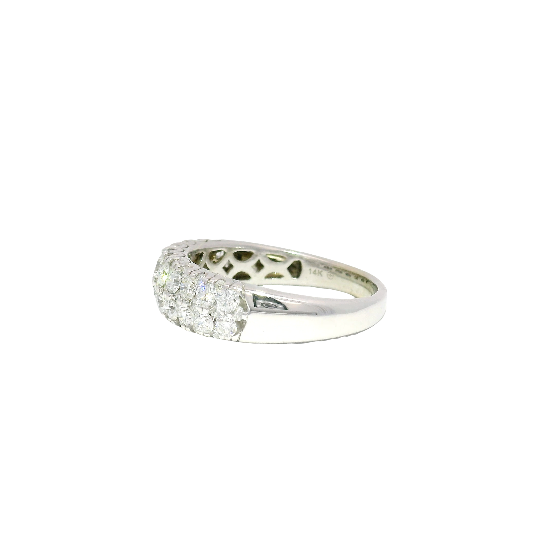 Lab Grown Double Row Round Diamond Band in 14K White Gold Sz 9