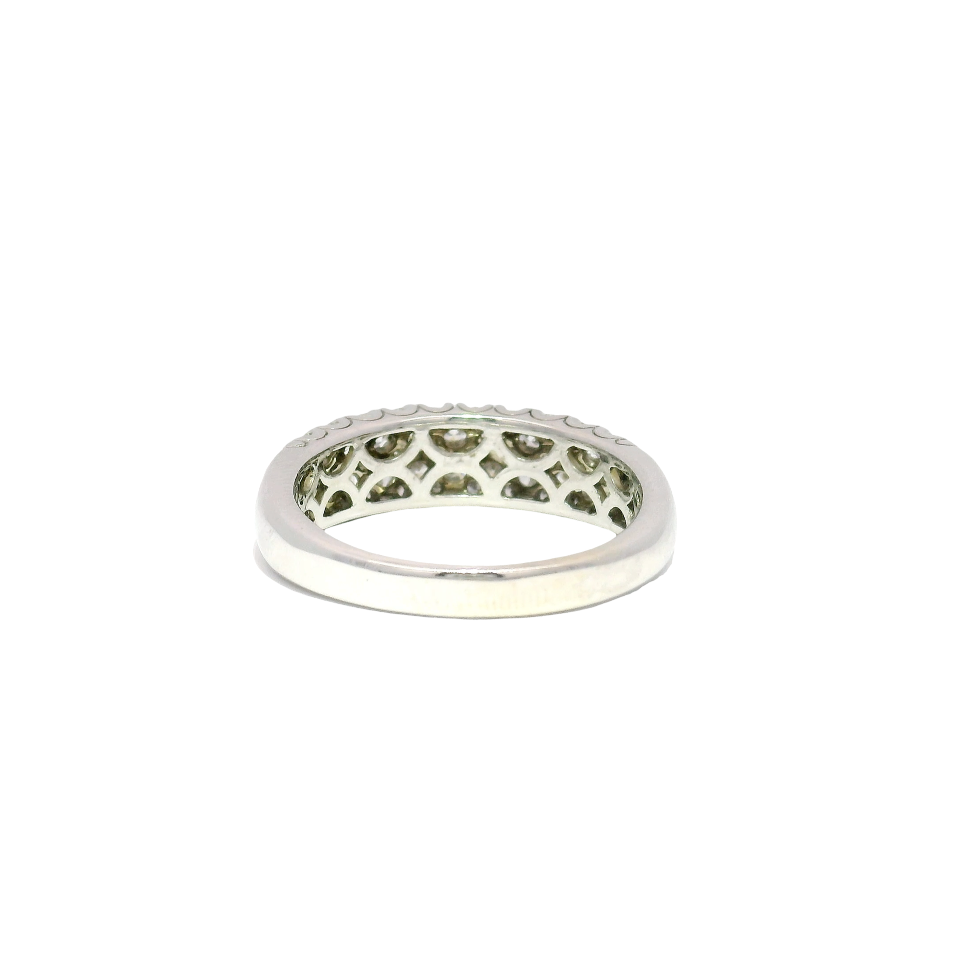 Lab Grown Double Row Round Diamond Band in 14K White Gold Sz 9